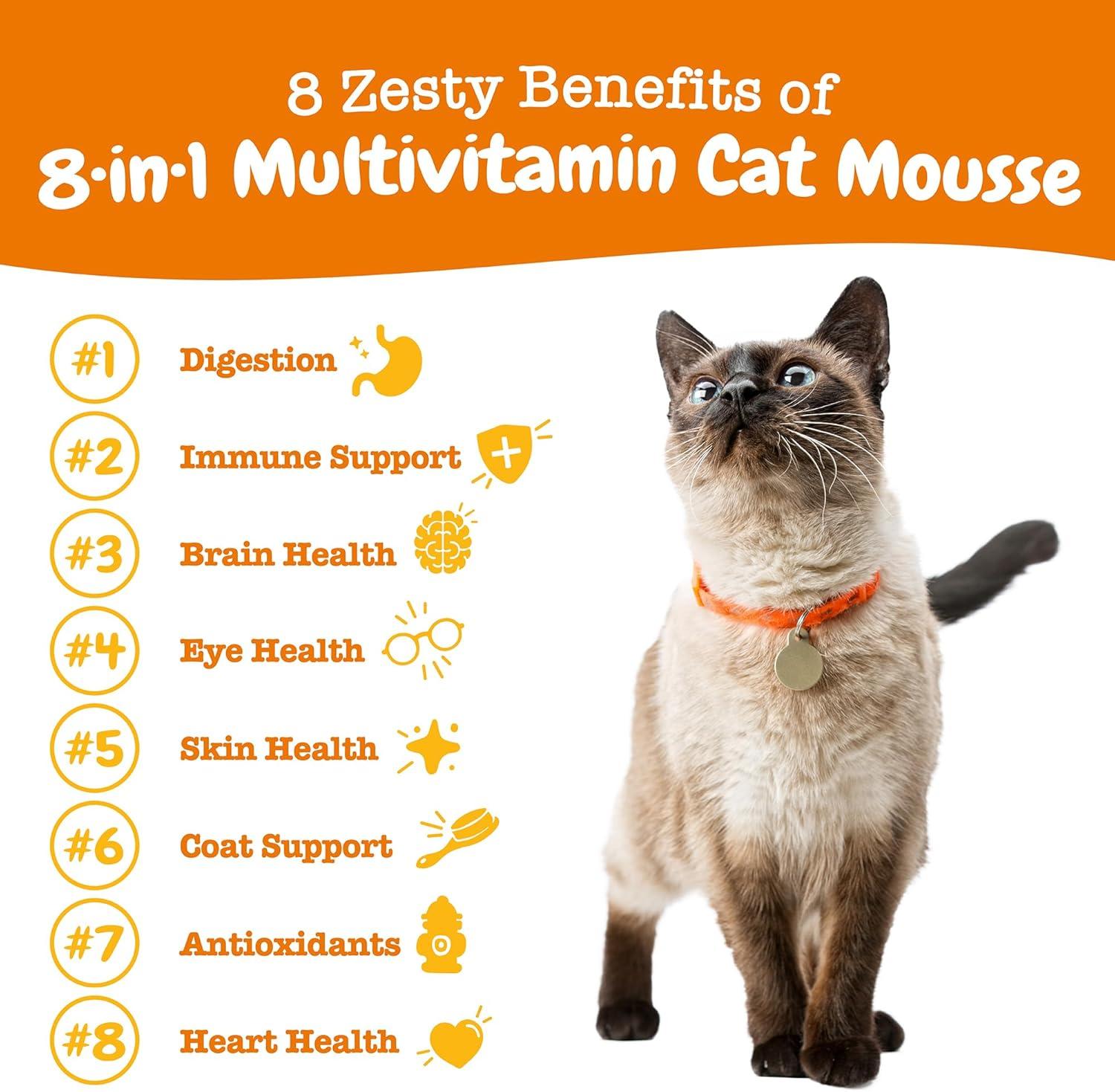 imageZesty Paws 8in1 Multivitamin Cat Vitamins ampamp Supplements Mousse  Cat Vitamins for Indoor Cats  Healthy Treat Squeeze Up for Gut Immune Heart Skin ampamp Coat Support  Chicken 14ctChicken