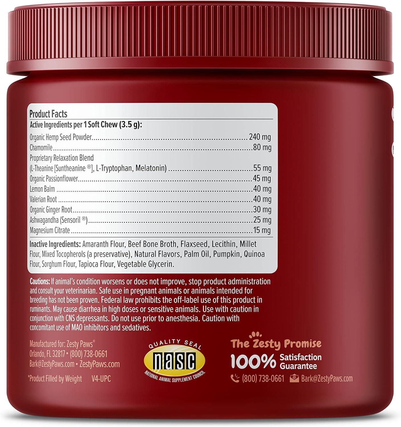 imageZesty Paws Advanced Calming Chews for Dogs  for Everyday Stress Relaxation Composure and Separation Turkey 90 CountBison