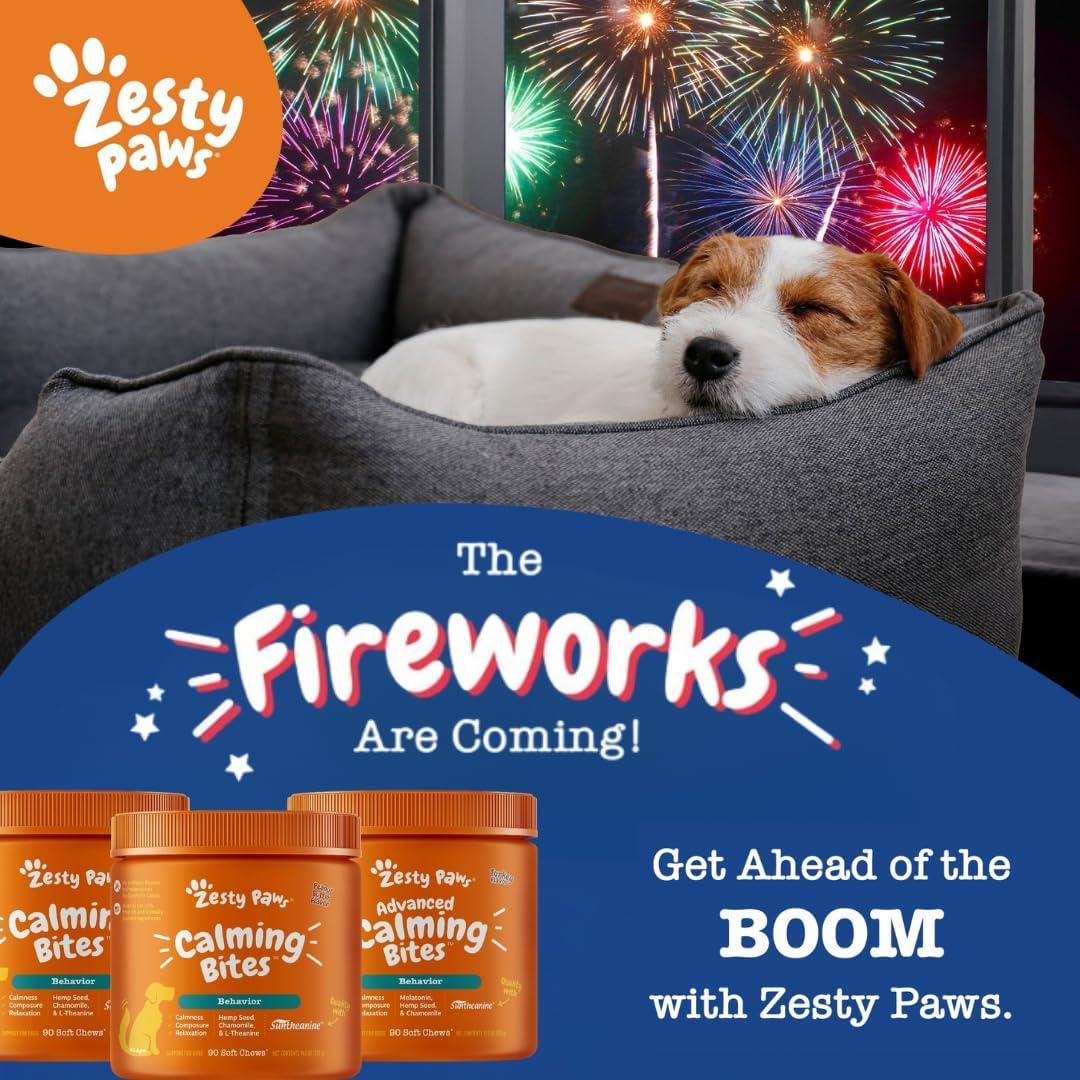 imageZesty Paws Advanced Calming Chews for Dogs  for Everyday Stress Relaxation Composure and Separation Turkey 90 CountBison