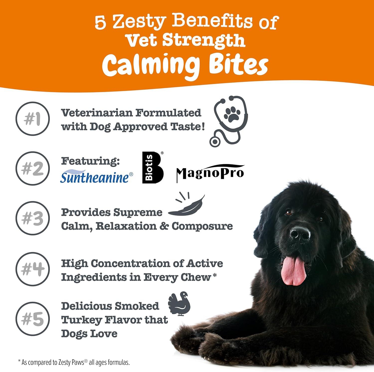imageZesty Paws Advanced Calming Chews for Dogs  for Everyday Stress Relaxation Composure and Separation Turkey 90 CountSmoked Turkey