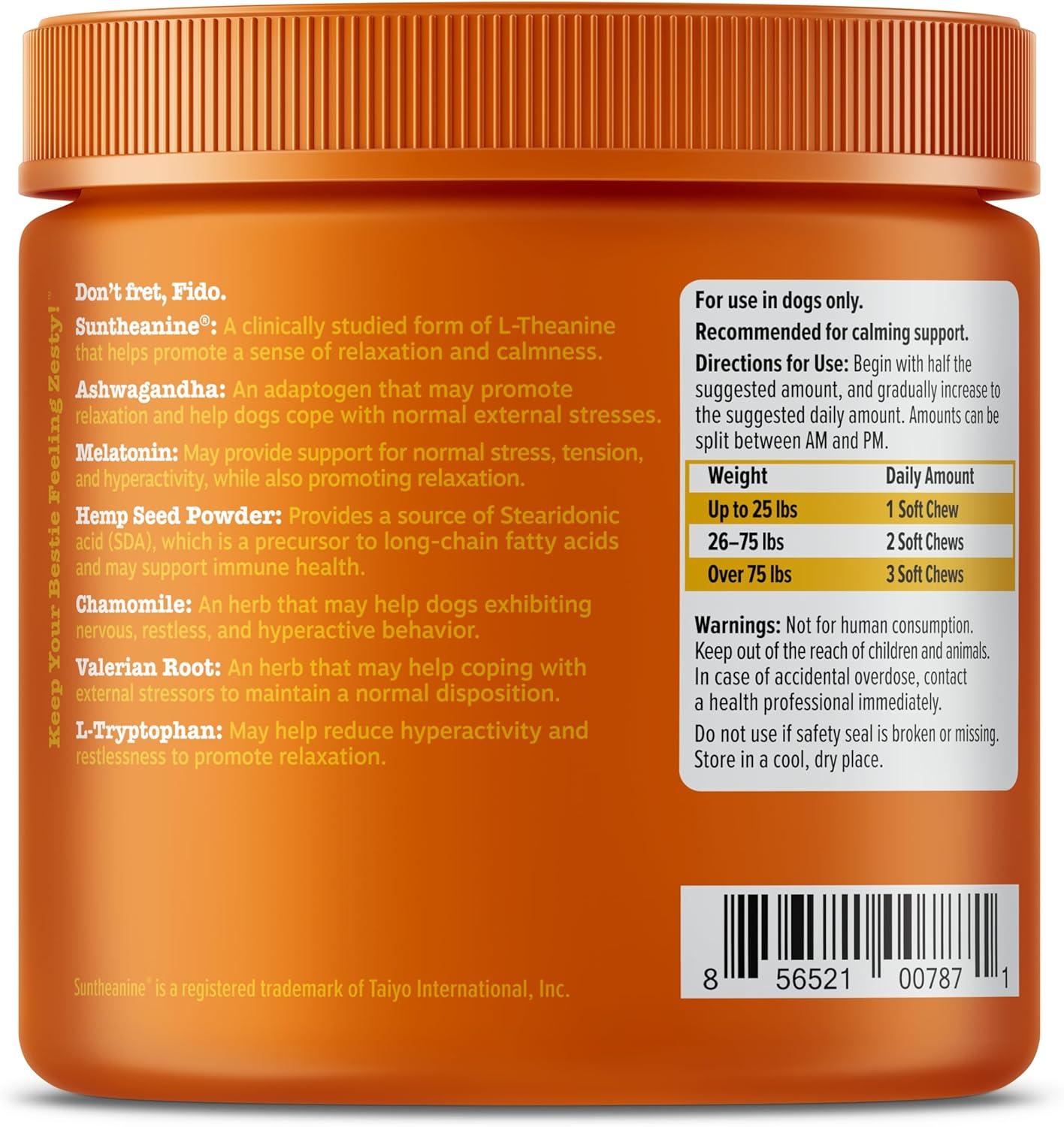 imageZesty Paws Advanced Calming Chews for Dogs  for Everyday Stress Relaxation Composure and Separation Turkey 90 CountTurkey  Melatonin