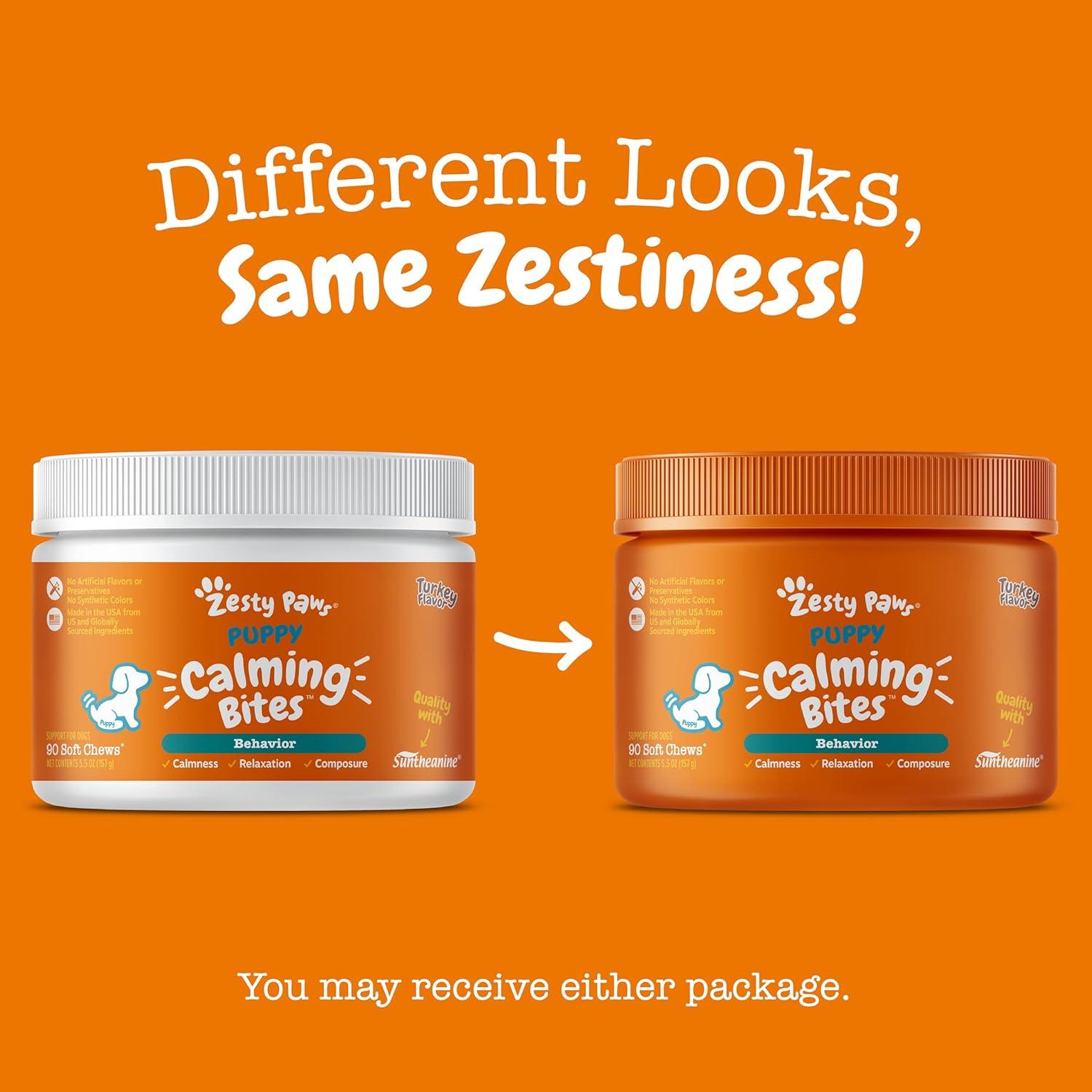 imageZesty Paws Advanced Calming Chews for Dogs  for Everyday Stress Relaxation Composure and Separation Turkey 90 CountTurkey  Puppy