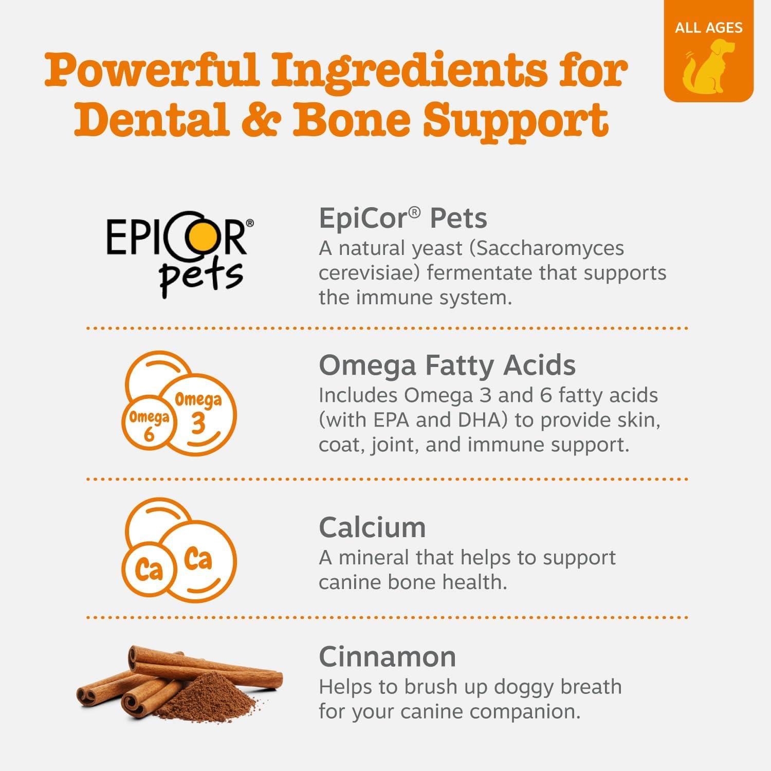 imageZesty Paws Dental Bones  Fights Tartar ampamp Plaque  Gum Teeth ampamp Bone Health  Cinnamon for Dog Breath  Immune Joint Gut Skin ampamp Coat Support  Omega 3 EPA ampamp DHA and Calcium  Large Dogs  24 ct8 Count