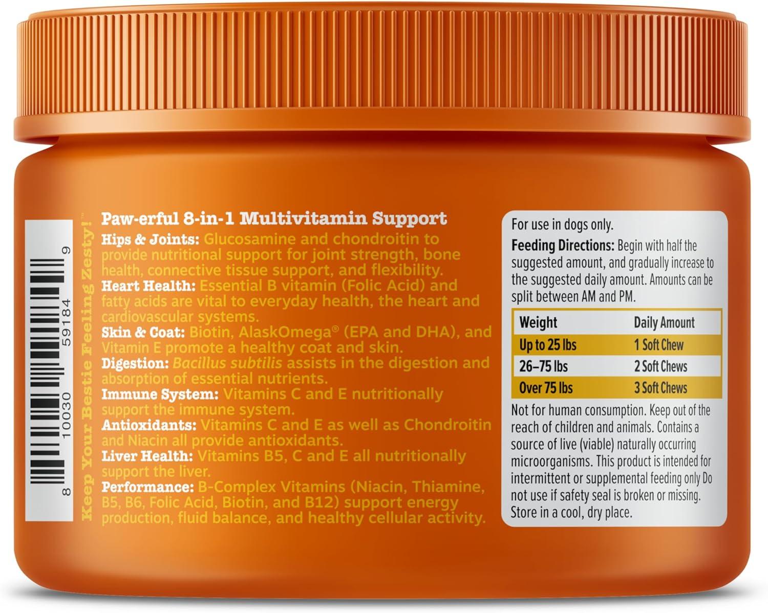 imageZesty Paws Dog Multivitamin Chewable Dog Vitamins and Supplements for Hip ampamp Joints Skin ampamp Coat Omega 3 Fish Oil for Dogs Senior ampamp Puppy Multivitamin  Bison 90ctChicken  Mini