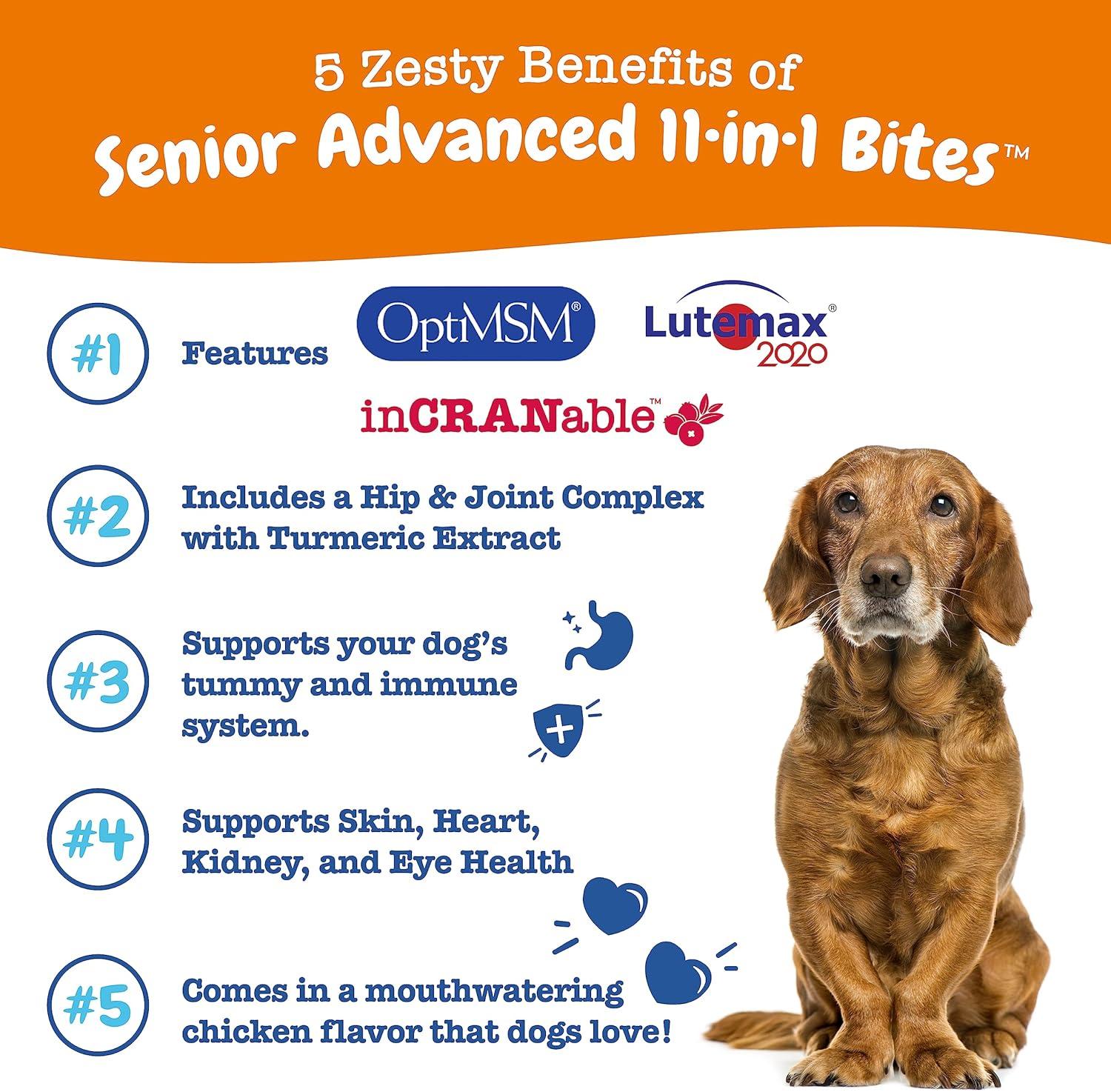 imageZesty Paws Dog Multivitamin Chewable Dog Vitamins and Supplements for Hip ampamp Joints Skin ampamp Coat Omega 3 Fish Oil for Dogs Senior ampamp Puppy Multivitamin  Bison 90ctChicken  Advanced