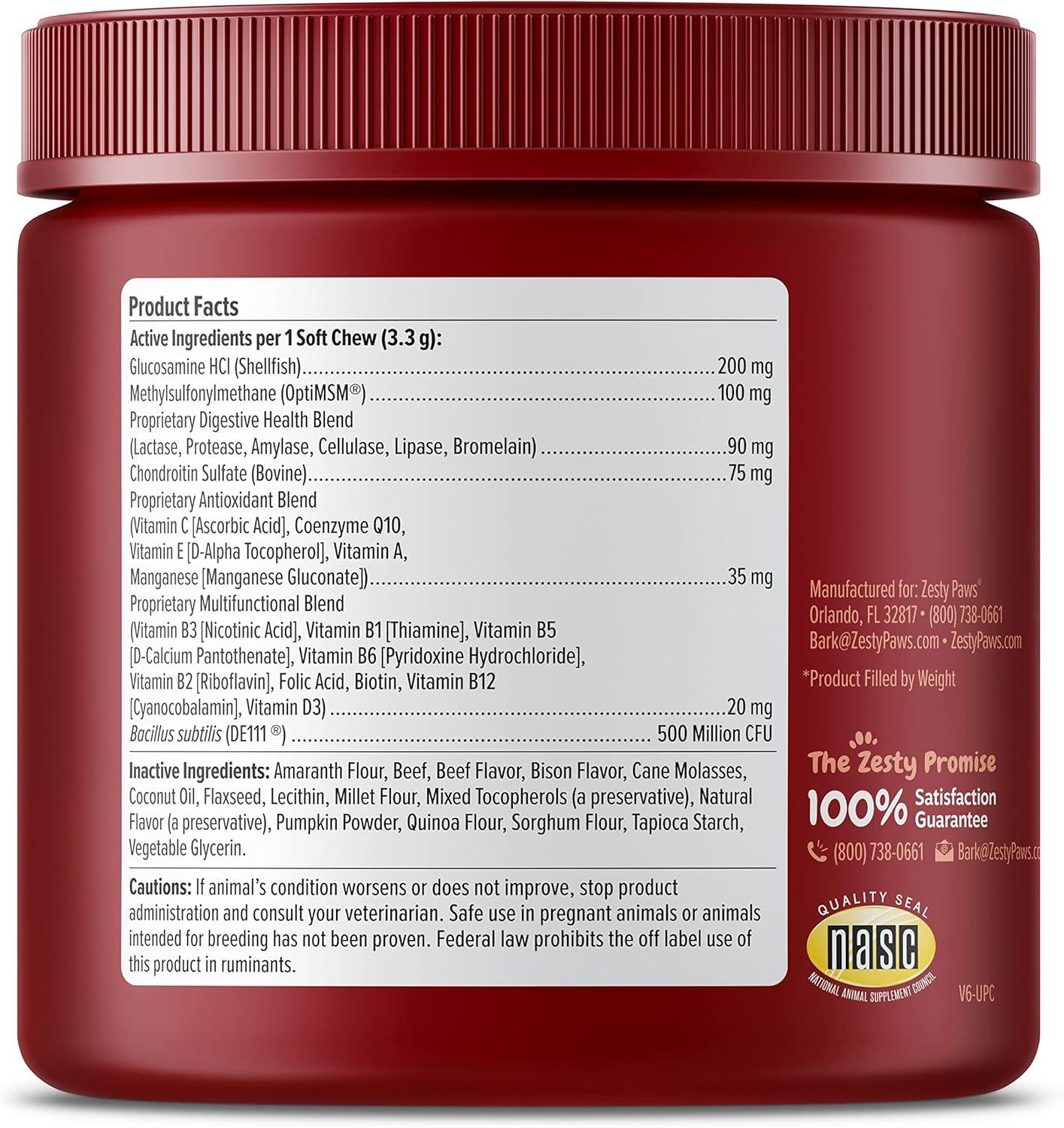 imageZesty Paws Dog Multivitamin Chewable Dog Vitamins and Supplements for Hip ampamp Joints Skin ampamp Coat Omega 3 Fish Oil for Dogs Senior ampamp Puppy Multivitamin  Bison 90ctBison
