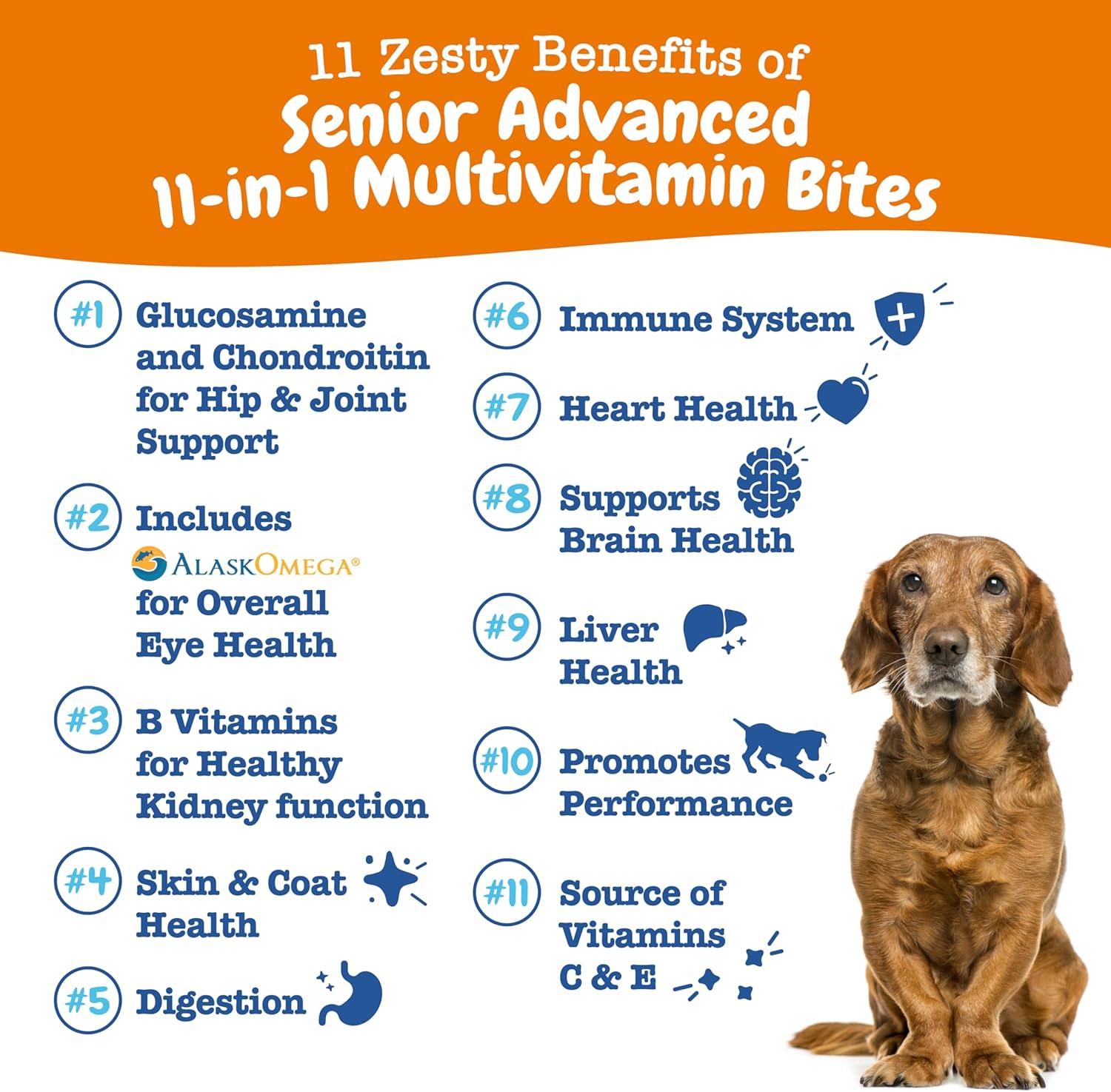 imageZesty Paws Dog Multivitamin Chewable Dog Vitamins and Supplements for Hip ampamp Joints Skin ampamp Coat Omega 3 Fish Oil for Dogs Senior ampamp Puppy Multivitamin  Bison 90ctChicken  Advanced