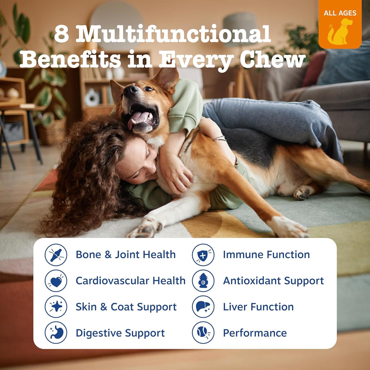 imageZesty Paws Dog Multivitamin Chewable Dog Vitamins and Supplements for Hip ampamp Joints Skin ampamp Coat Omega 3 Fish Oil for Dogs Senior ampamp Puppy Multivitamin  Bison 90ctPeanut Butter