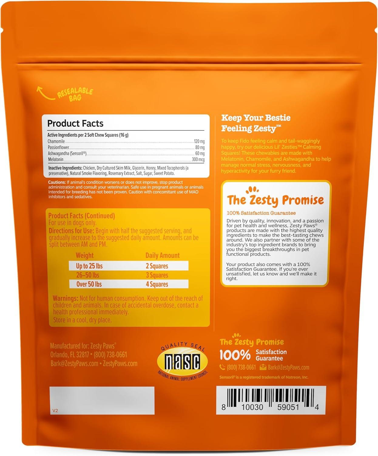 imageZesty Paws Flavored Soft Chews  Calming for Dogs Anxiety Composure Relief with Ashwagandha Melatonin Chamomile Passionflower Dog Stress Separation Aid for Fireworks and Thunder 20 ozChicken