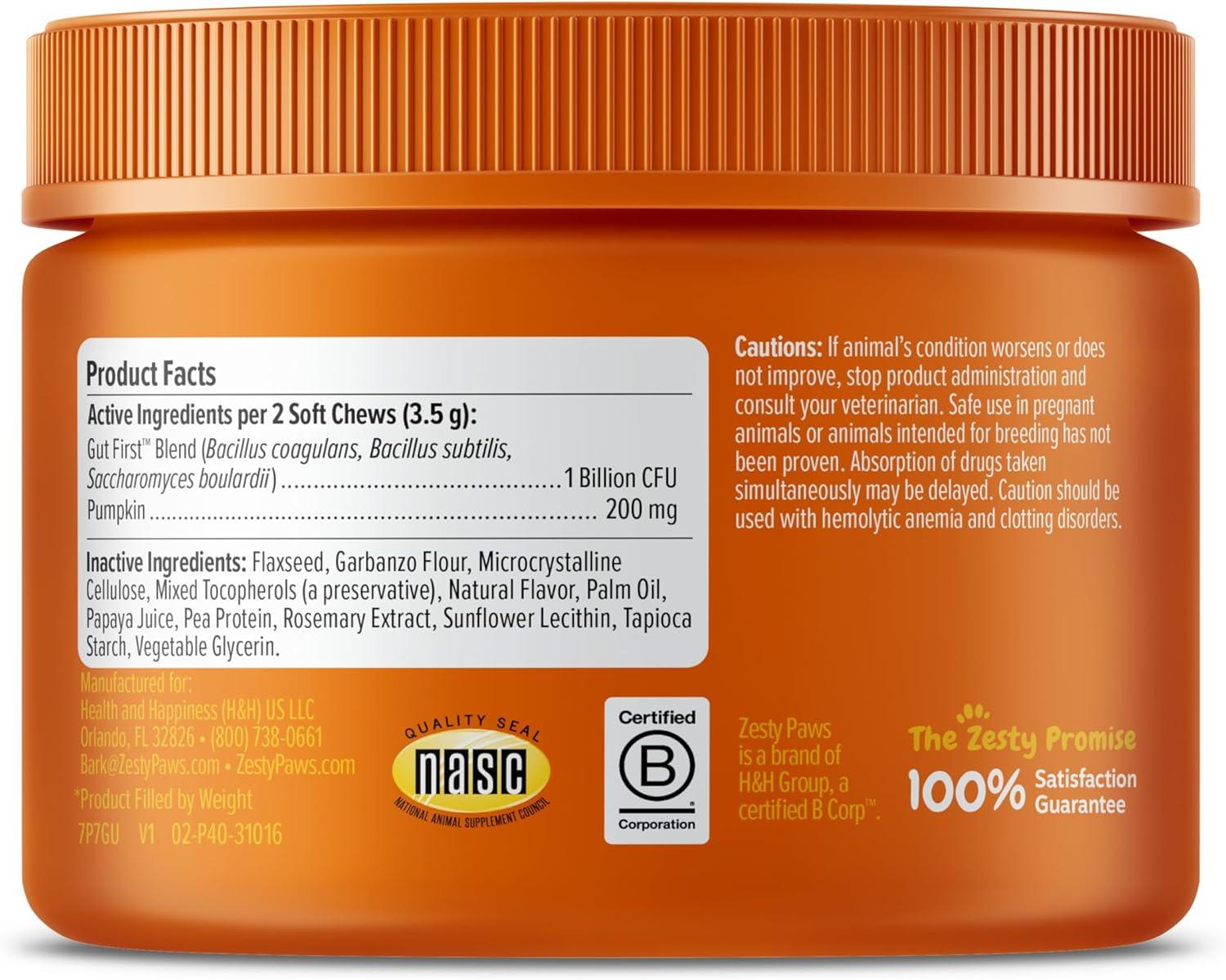 imageZesty Paws Probiotics for Dogs Digestive Enzymes Gut Flora Digestive Health Diarrhea ampamp Bowel Support DE111 Dog Probiotics Soft Chew for Pet Immune System Chicken 90 CtPumpkin  Puppy