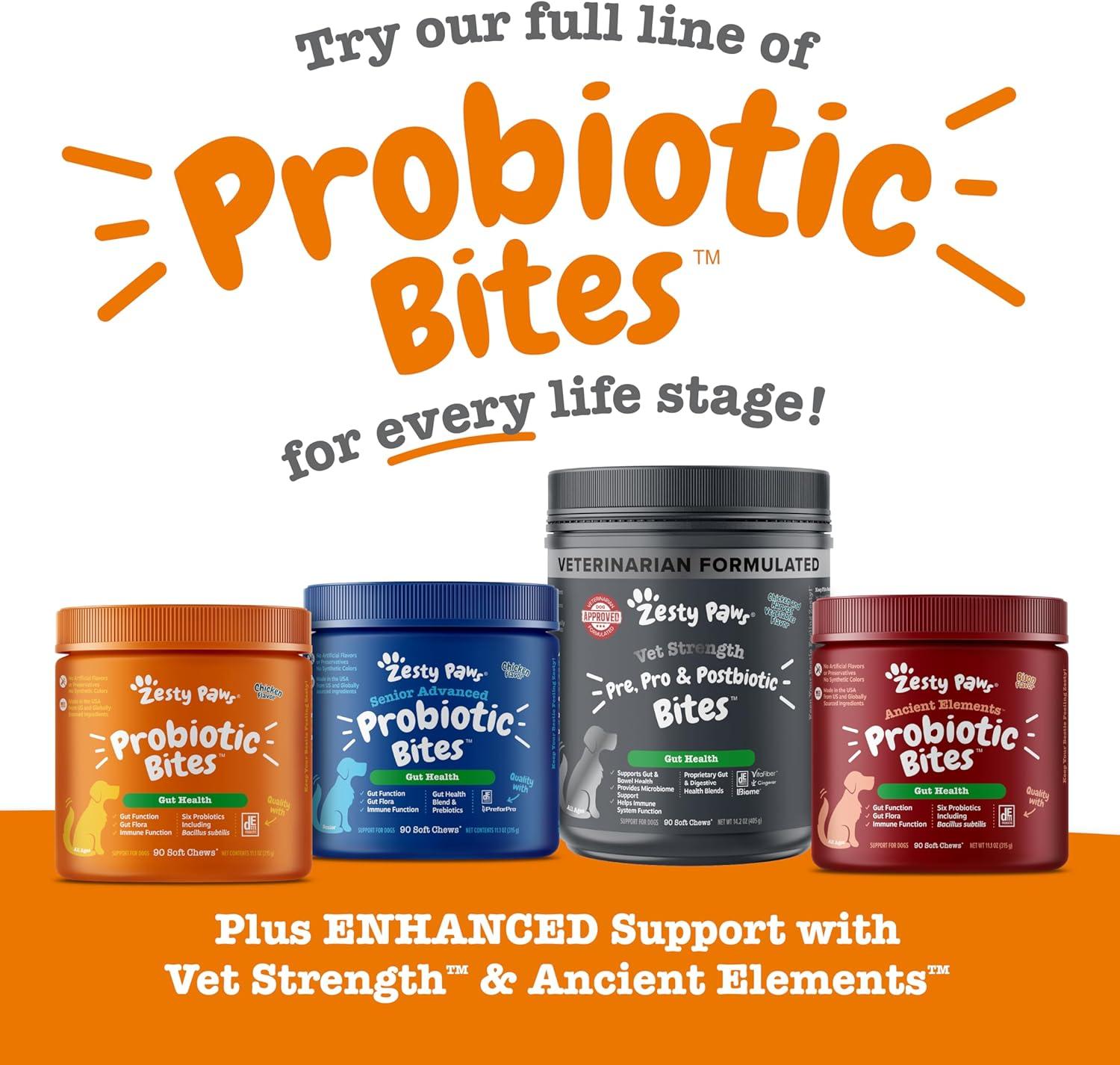 imageZesty Paws Probiotics for Dogs Digestive Enzymes Gut Flora Digestive Health Diarrhea ampamp Bowel Support DE111 Dog Probiotics Soft Chew for Pet Immune System Chicken 90 CtChicken
