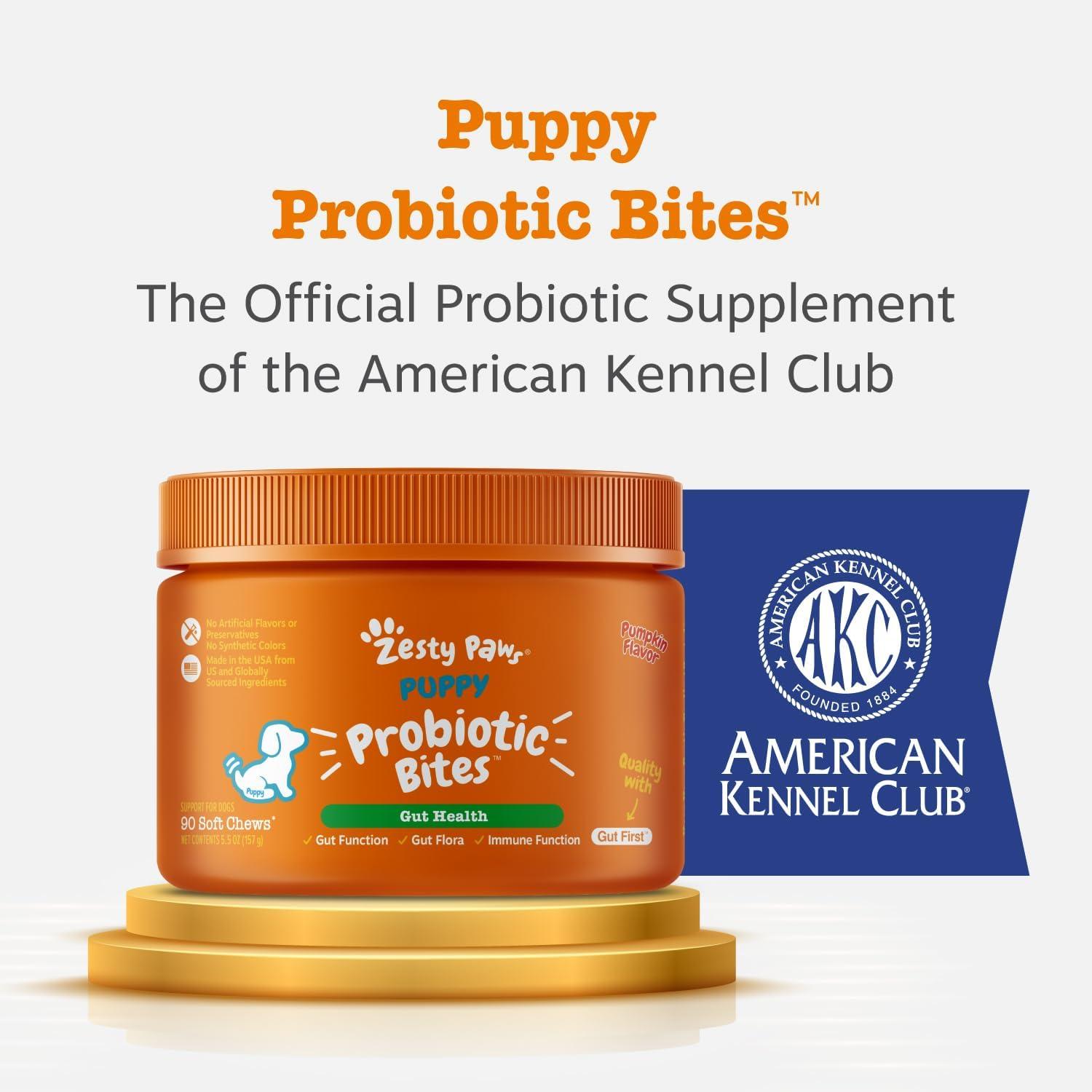 imageZesty Paws Probiotics for Dogs Digestive Enzymes Gut Flora Digestive Health Diarrhea ampamp Bowel Support DE111 Dog Probiotics Soft Chew for Pet Immune System Chicken 90 CtPumpkin  Puppy