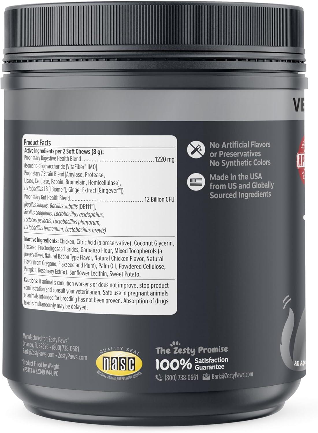 imageZesty Paws Probiotics for Dogs Digestive Enzymes Gut Flora Digestive Health Diarrhea ampamp Bowel Support DE111 Dog Probiotics Soft Chew for Pet Immune System Chicken 90 CtChicken  Vegetable