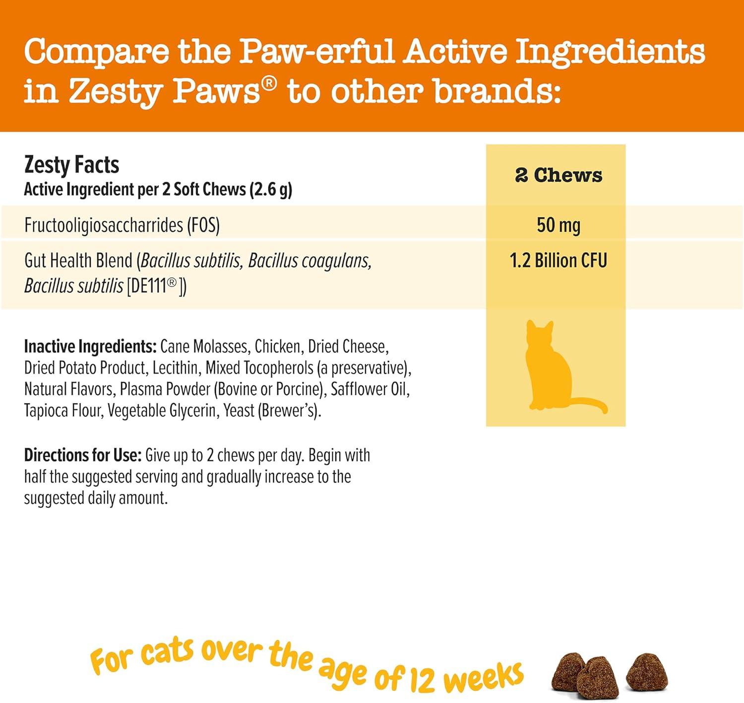 imageZesty Paws Probiotics for Dogs Digestive Enzymes Gut Flora Digestive Health Diarrhea ampamp Bowel Support DE111 Dog Probiotics Soft Chew for Pet Immune System Chicken 90 CtChicken