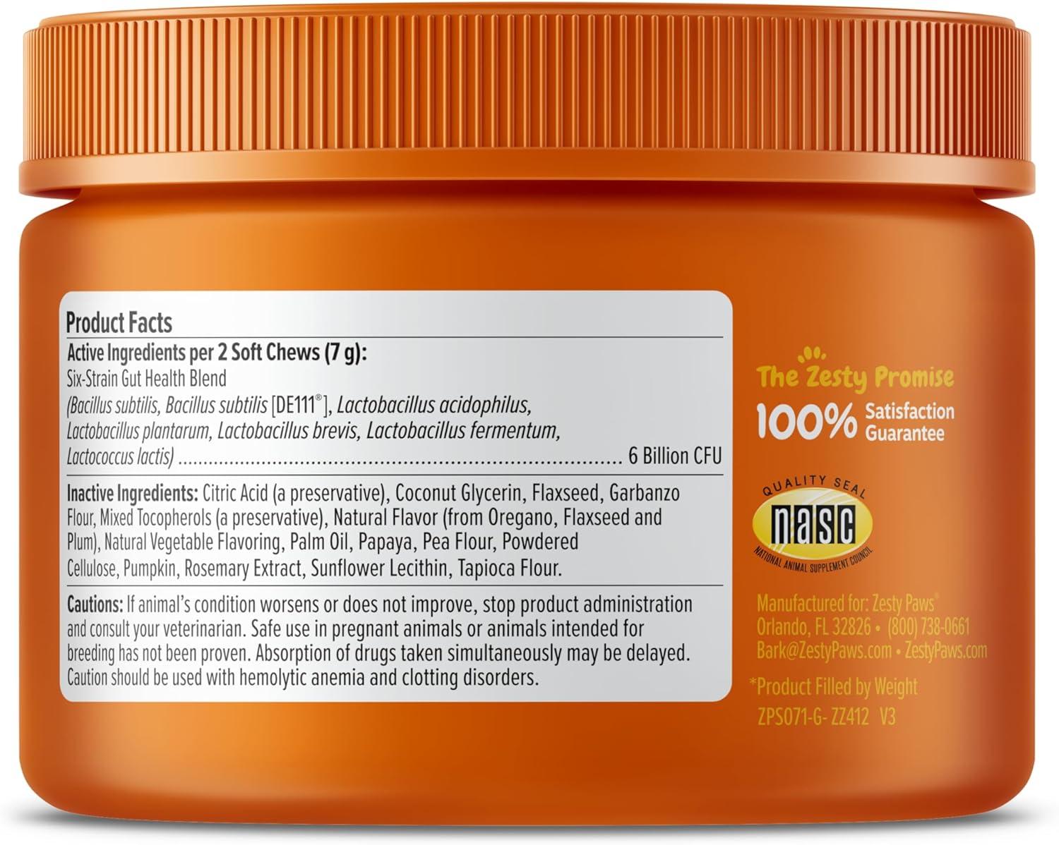 imageZesty Paws Probiotics for Dogs Digestive Enzymes Gut Flora Digestive Health Diarrhea ampamp Bowel Support DE111 Dog Probiotics Soft Chew for Pet Immune System Chicken 90 CtPumpkin