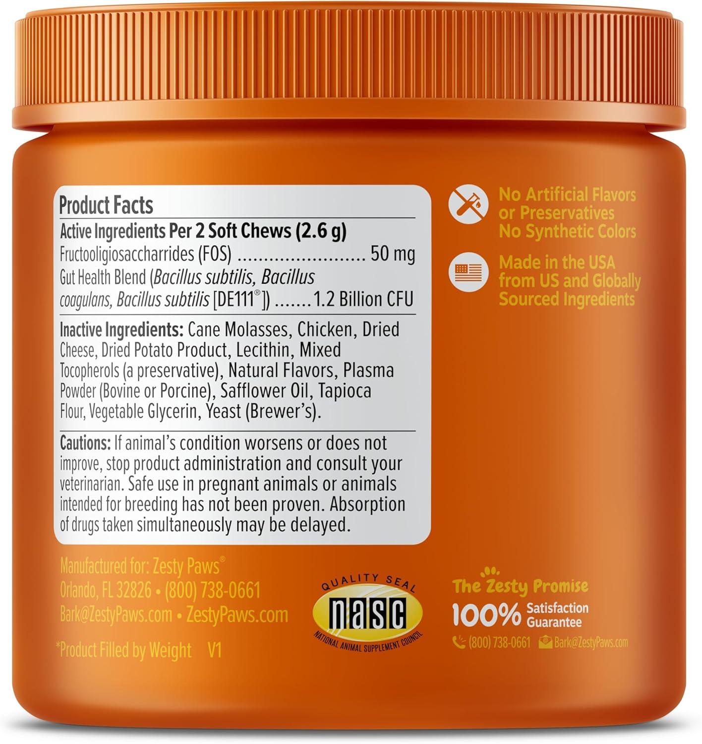 imageZesty Paws Probiotics for Dogs Digestive Enzymes Gut Flora Digestive Health Diarrhea ampamp Bowel Support DE111 Dog Probiotics Soft Chew for Pet Immune System Chicken 90 CtChicken