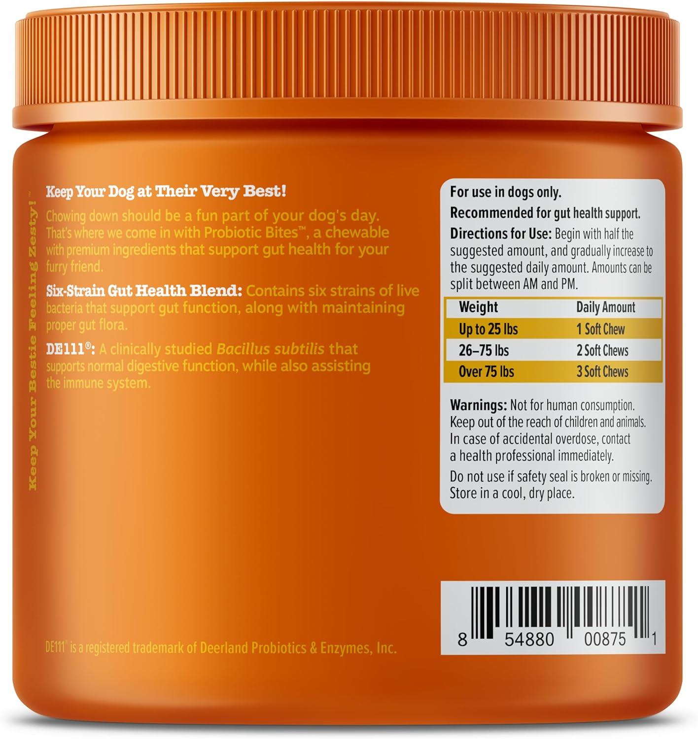 imageZesty Paws Probiotics for Dogs Digestive Enzymes Gut Flora Digestive Health Diarrhea ampamp Bowel Support DE111 Dog Probiotics Soft Chew for Pet Immune System Chicken 90 CtChicken