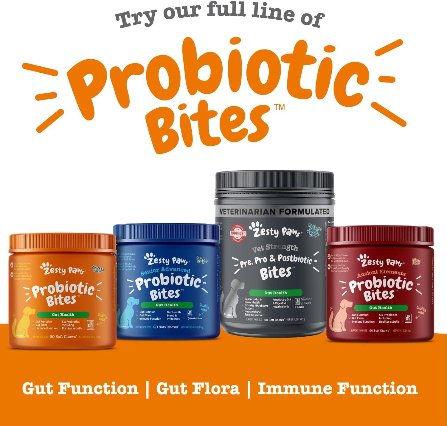 imageZesty Paws Probiotics for Dogs Digestive Enzymes Gut Flora Digestive Health Diarrhea ampamp Bowel Support DE111 Dog Probiotics Soft Chew for Pet Immune System Chicken 90 CtChicken  Vegetable