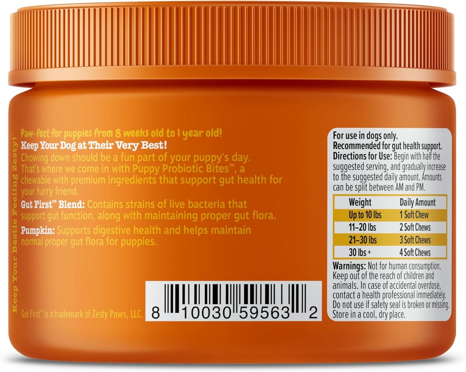 imageZesty Paws Probiotics for Dogs Digestive Enzymes Gut Flora Digestive Health Diarrhea ampamp Bowel Support DE111 Dog Probiotics Soft Chew for Pet Immune System Chicken 90 CtPumpkin  Puppy
