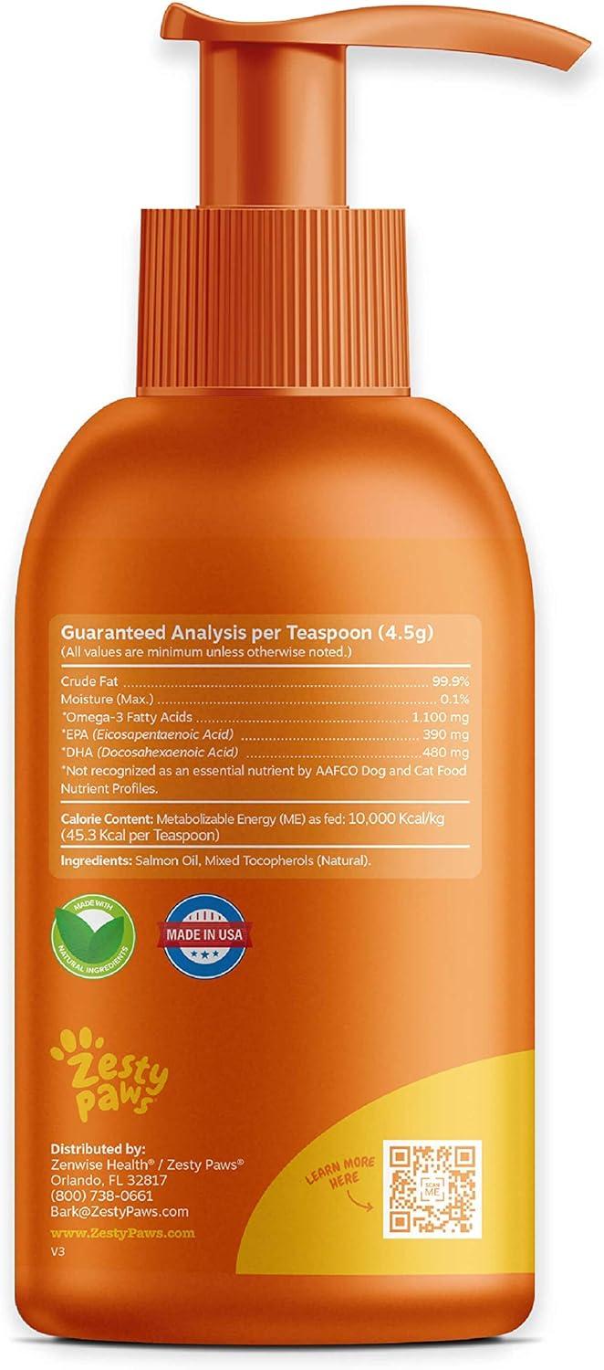 imageZesty Paws Salmon Omega Oil Hemp for Dogs and Cats with Wild Alaskan Salmon Oil Omega 3 and 6 Fatty Acids with EPA DHA for Pets Supports Normal Skin Moisture and Immune System Function 16ozSalmon Oil