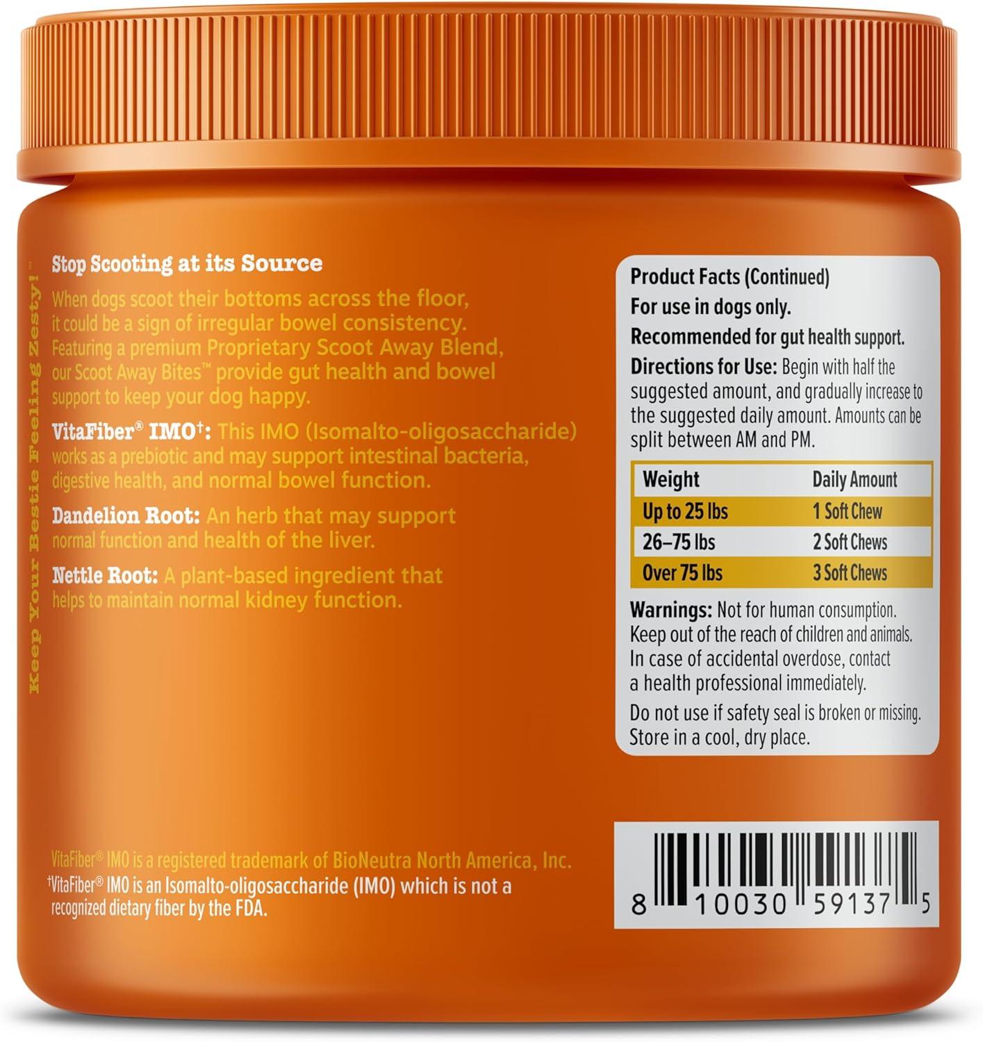 imageZesty Paws Scoot Away Soft Chews  Healthy Bowel Function with Bromelain Vita Fiber for Dogs ampamp Dandelion Root for Dog Digestive Support and Gut Health  90 Soft ChewsChicken