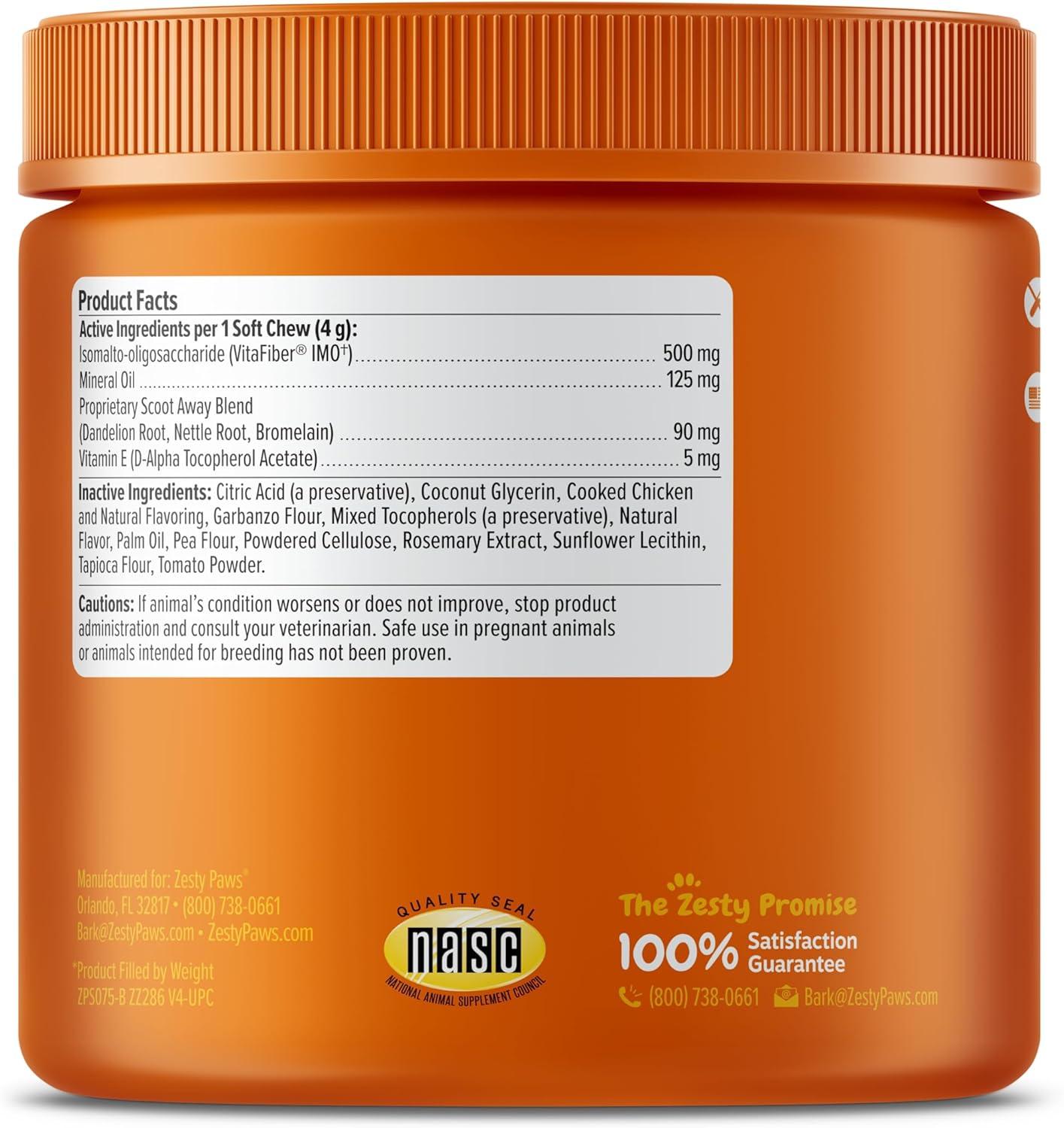 imageZesty Paws Scoot Away Soft Chews  Healthy Bowel Function with Bromelain Vita Fiber for Dogs ampamp Dandelion Root for Dog Digestive Support and Gut Health  90 Soft ChewsChicken