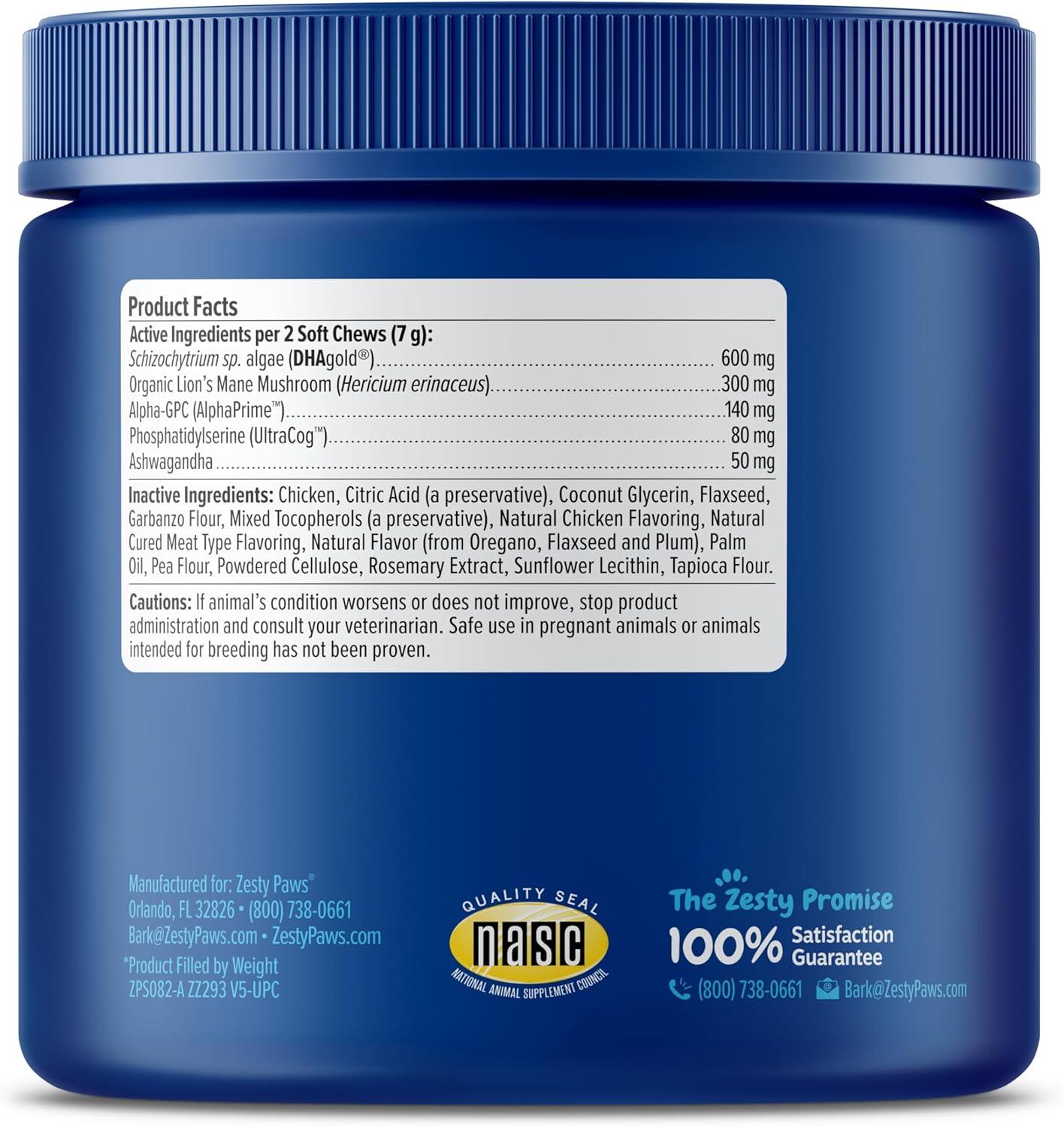 imageZesty Paws Senior Advanced Calming ampamp Cognition Soft Chews for Dogs  Supplements for Dog Brain Health ampamp Nervous System Support  Calming ampamp Relaxation with Ashwagandha DHA ampamp MelatoninCognition
