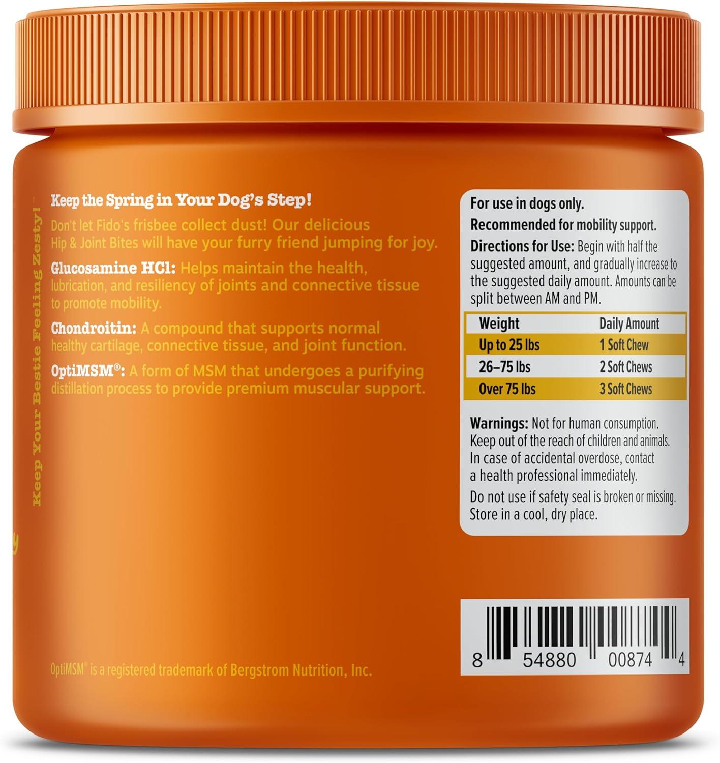 imageZesty Paws Vet Strength Mobility Bites Beef ampamp Bacon Flavor Hip ampamp Joint Support Chews for Dogs with Glucosamine Chondroitin MSM Hyaluronic Acid ampamp Serrazimes  90 CountBacon