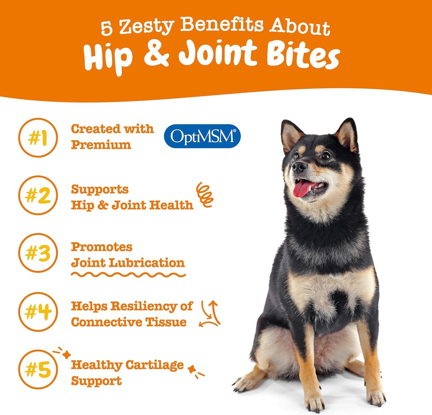 imageZesty Paws Vet Strength Mobility Bites Beef ampamp Bacon Flavor Hip ampamp Joint Support Chews for Dogs with Glucosamine Chondroitin MSM Hyaluronic Acid ampamp Serrazimes  90 CountBacon