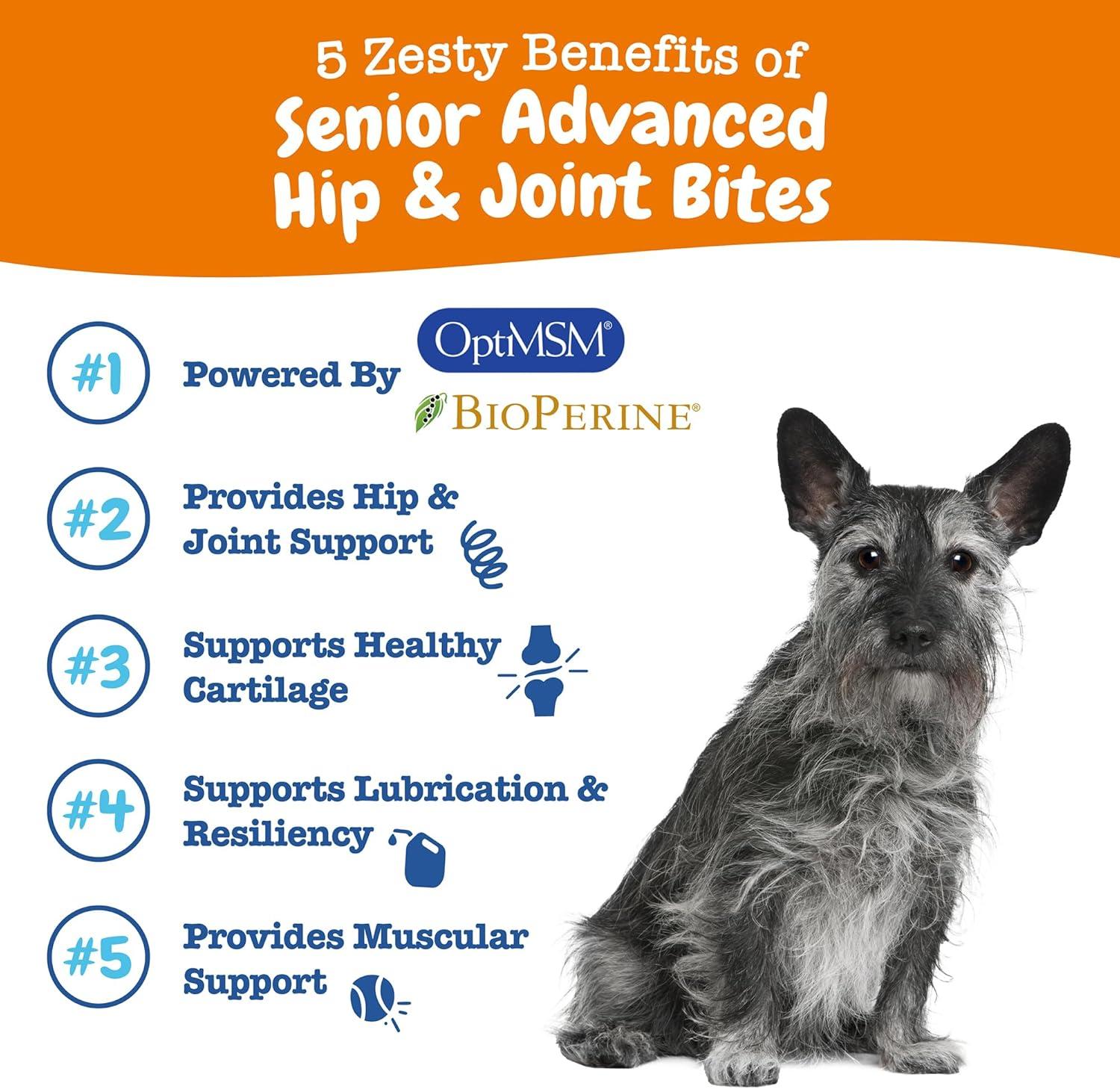 imageZesty Paws Vet Strength Mobility Bites Beef ampamp Bacon Flavor Hip ampamp Joint Support Chews for Dogs with Glucosamine Chondroitin MSM Hyaluronic Acid ampamp Serrazimes  90 CountChicken