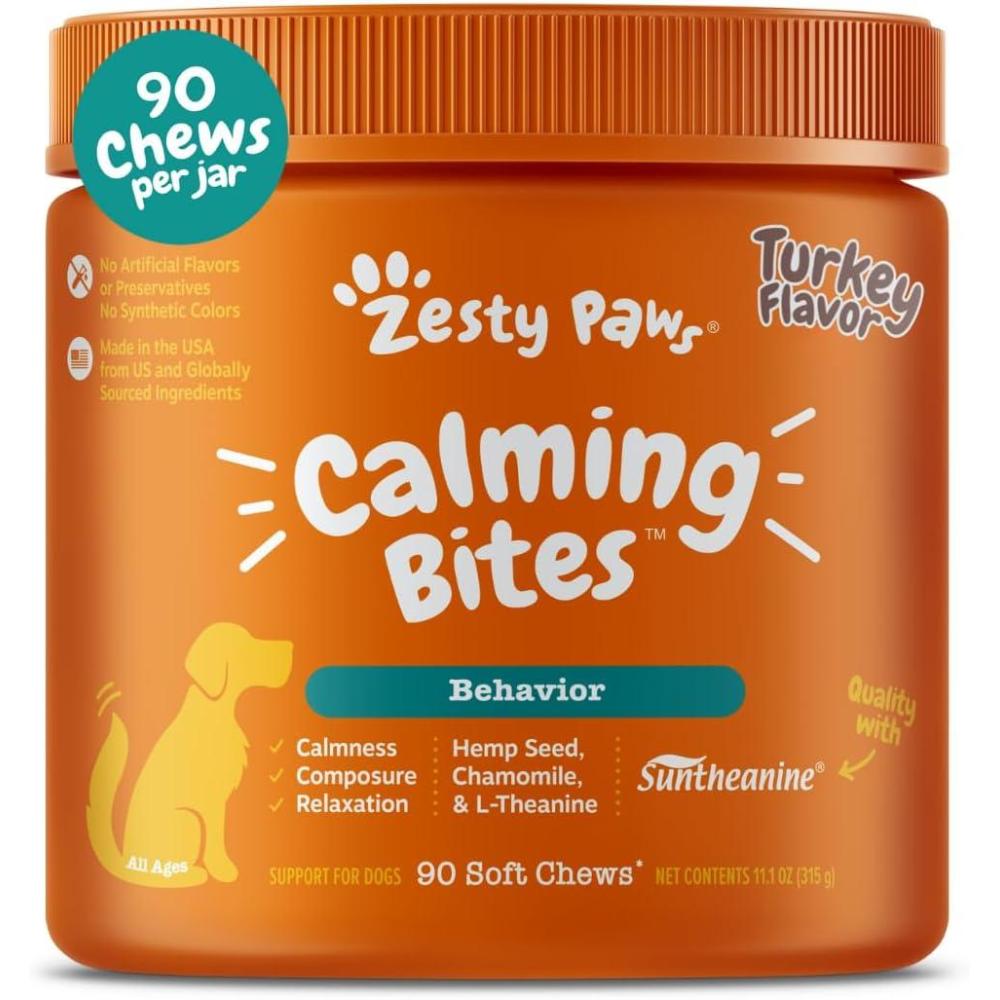imageZesty Paws Advanced Calming Chews for Dogs  for Everyday Stress Relaxation Composure and Separation Turkey 90 CountTurkey