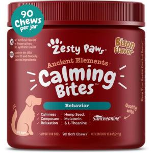 imageZesty Paws Advanced Calming Chews for Dogs  for Everyday Stress Relaxation Composure and Separation Turkey 90 CountBison