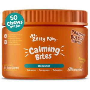 imageZesty Paws Advanced Calming Chews for Dogs  for Everyday Stress Relaxation Composure and Separation Turkey 90 CountPeanut Butter