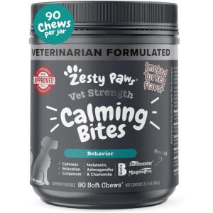 imageZesty Paws Advanced Calming Chews for Dogs  for Everyday Stress Relaxation Composure and Separation Turkey 90 CountSmoked Turkey