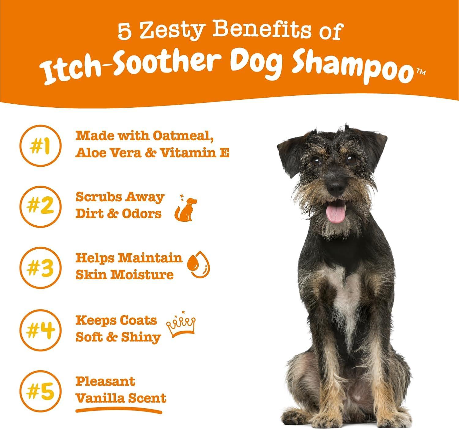 imageDog Shampoo with Oatmeal ampamp Aloe Vera  Grooming Pet Wash for Itchy ampamp Sensitive Skin  Dandruff ampamp Coat  Gentle Anti Itch Formula  Vanilla Bean Scent  16 OZShampoo