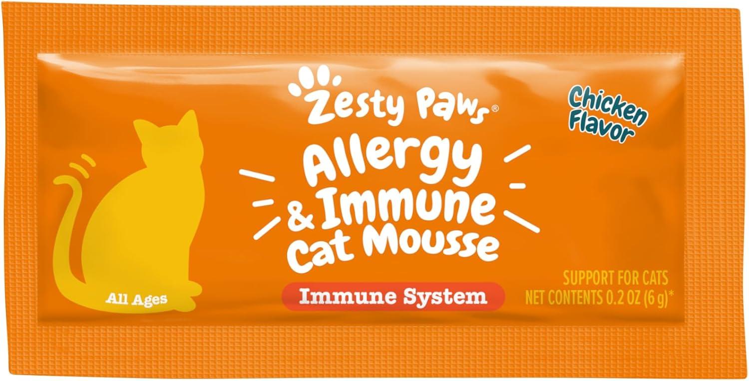 imageZesty Paws Allergy ampamp Immune Mousse  Cat Vitamins ampamp Supplements Treats  Allergy Relief for Cats LLysine Squeeze up for Immunity Skin Health ampamp Antioxidant Support  Chicken 14ctChicken