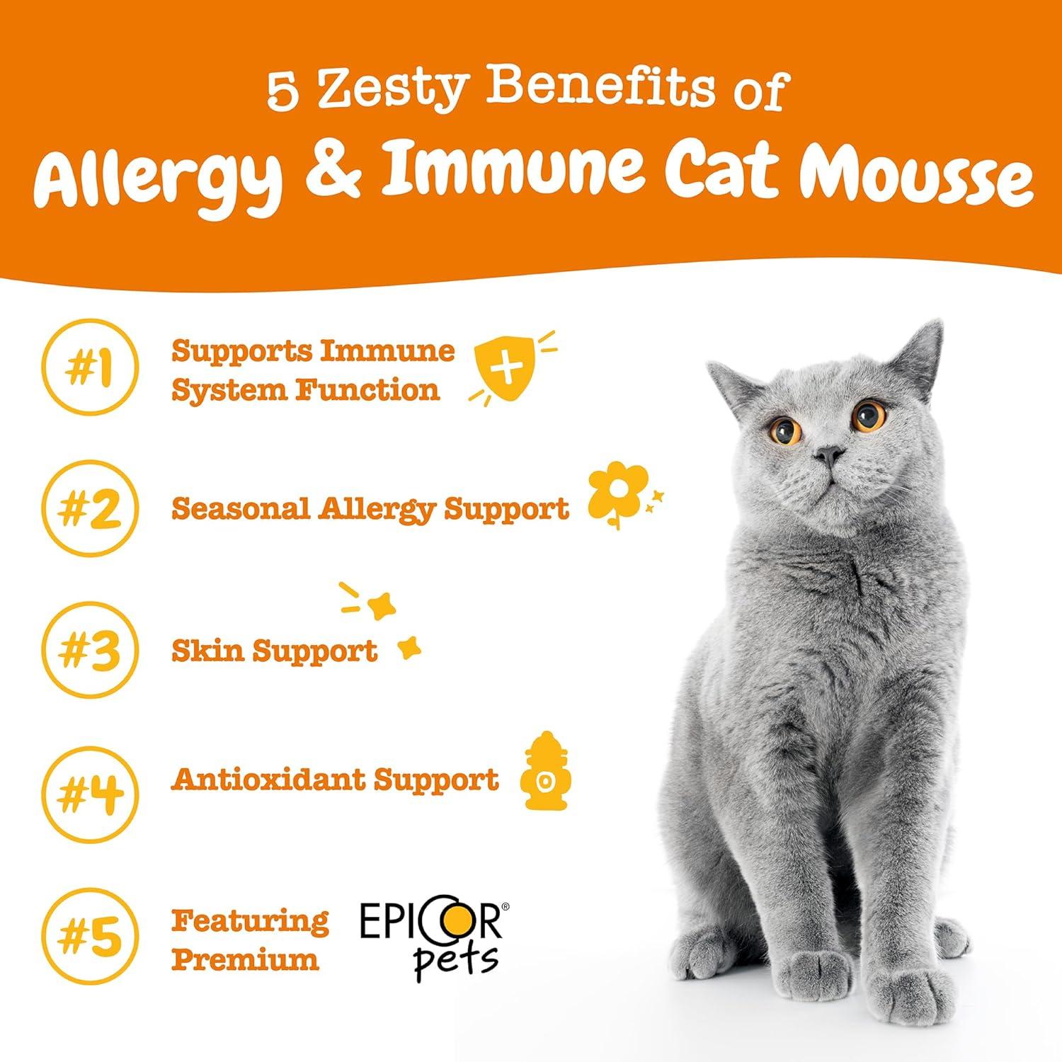 imageZesty Paws Allergy ampamp Immune Mousse  Cat Vitamins ampamp Supplements Treats  Allergy Relief for Cats LLysine Squeeze up for Immunity Skin Health ampamp Antioxidant Support  Chicken 14ctChicken