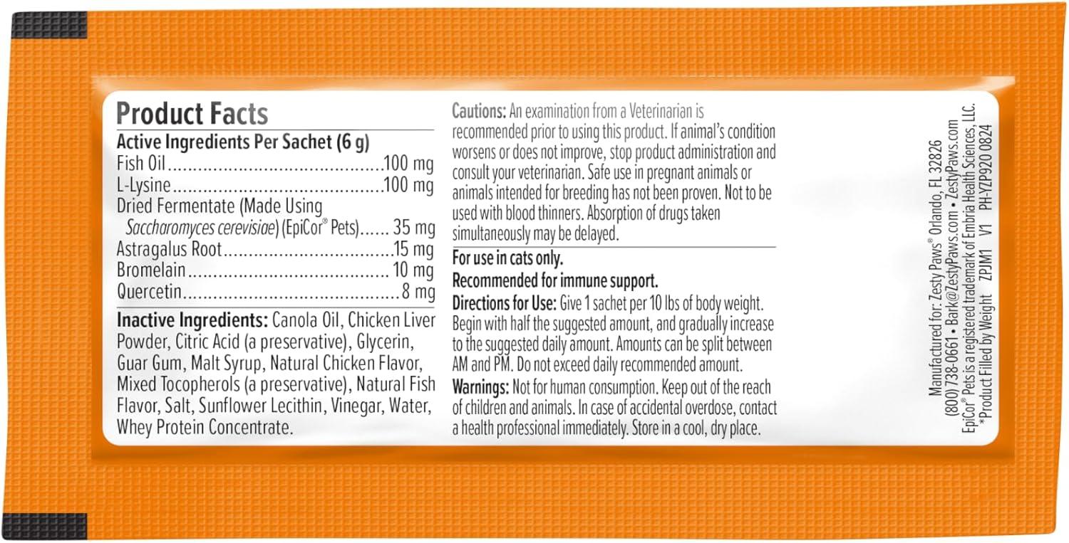 imageZesty Paws Allergy ampamp Immune Mousse  Cat Vitamins ampamp Supplements Treats  Allergy Relief for Cats LLysine Squeeze up for Immunity Skin Health ampamp Antioxidant Support  Chicken 14ctChicken