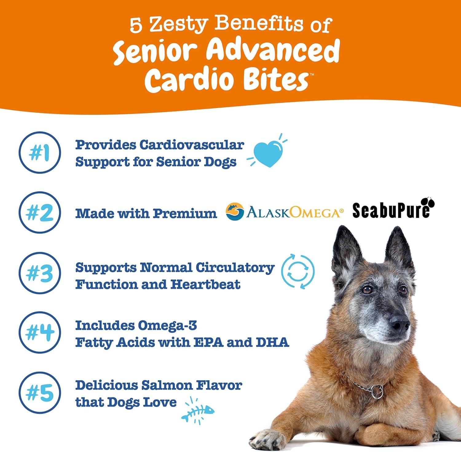 imageZesty Paws Cardiovascular Support for Dogs  Taurine for Dogs  with CoQ10 L Carnitine ampamp Sea Buckthorn  Senior Heart Health  AlaskOmega Fish Oil Omega 3  Senior  Salmon  90 CountAdvanced  Salmon