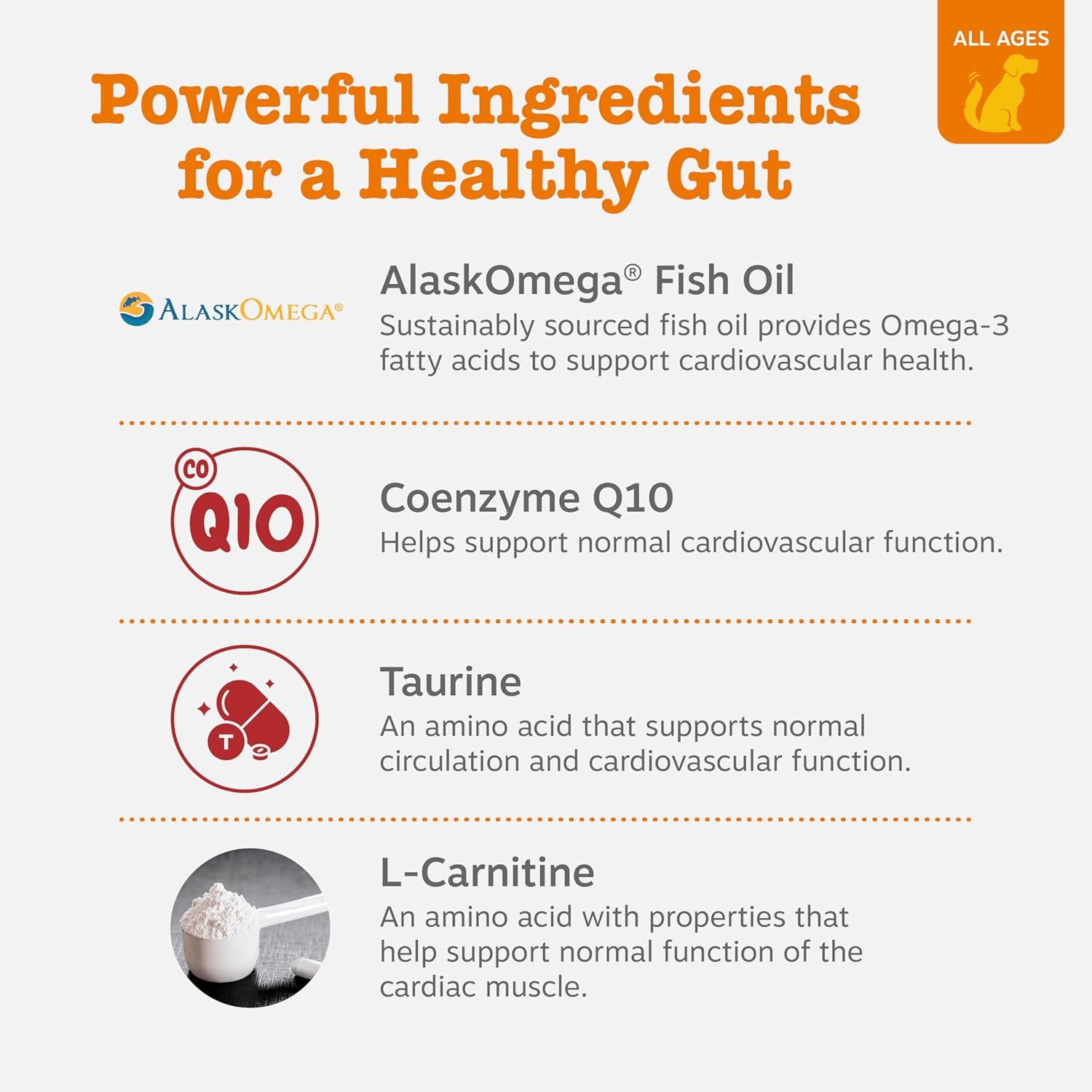 imageZesty Paws Cardiovascular Support for Dogs  Taurine for Dogs  with CoQ10 L Carnitine ampamp Sea Buckthorn  Senior Heart Health  AlaskOmega Fish Oil Omega 3  Senior  Salmon  90 CountSalmon