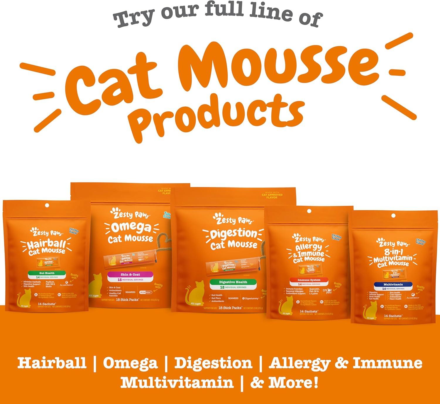 imageZesty Paws Cat Mousse Squeezies Puree Cat Treats for Digestion  with Seaweed Omega Fatty Acids Antioxidants  Support for Digestive Health Cats  Chicken Flavor  18 CountChicken