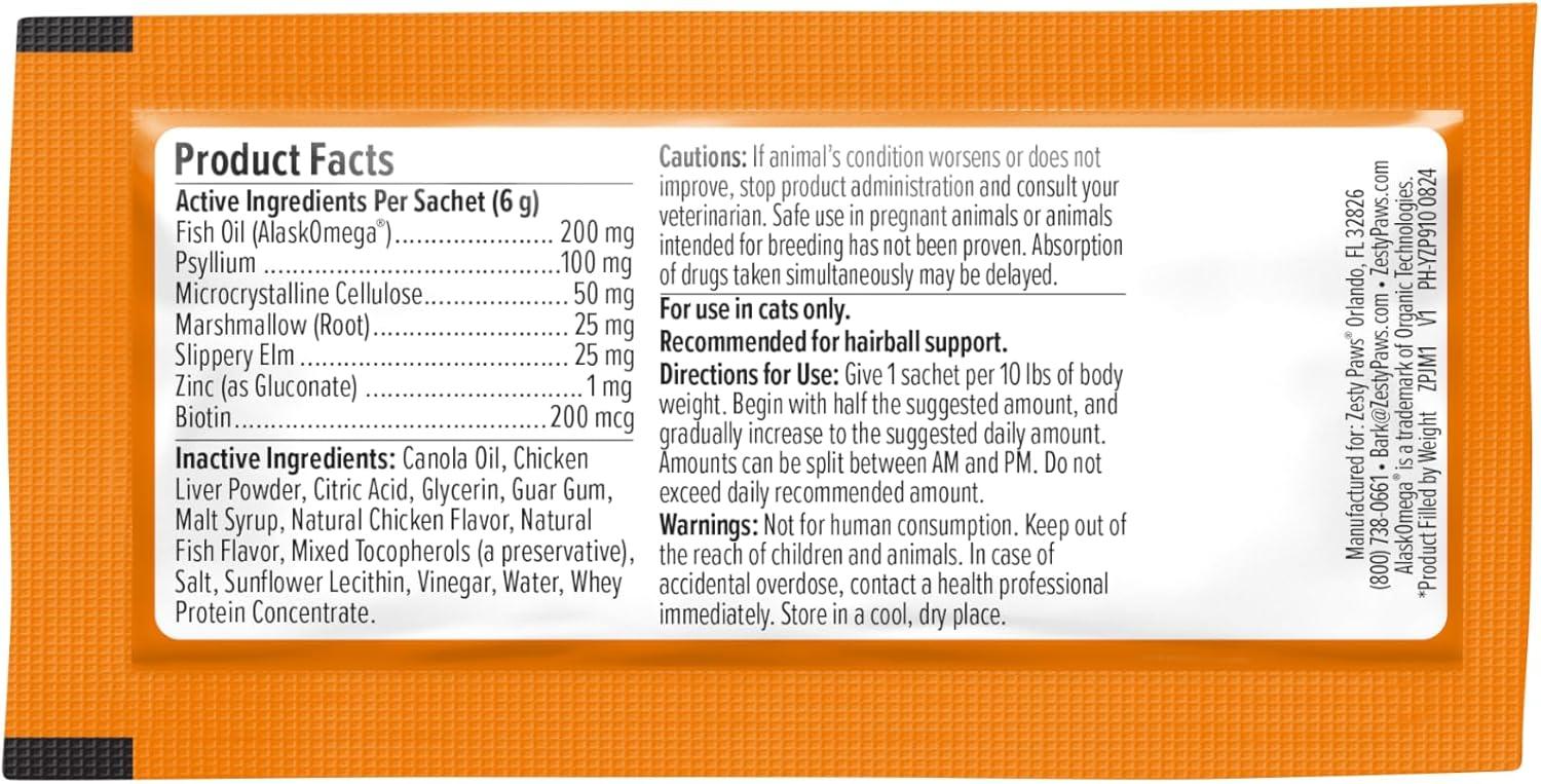 imageZesty Paws Hairball Bites for Cats  Cat Furball Support  Functional Supplement with Omega 3 Fish Oil EPA ampamp DHA  Zinc Biotin ampamp Psyllium Husk  Supports Gut ampamp Skin Health  60 CountChicken  Mousse