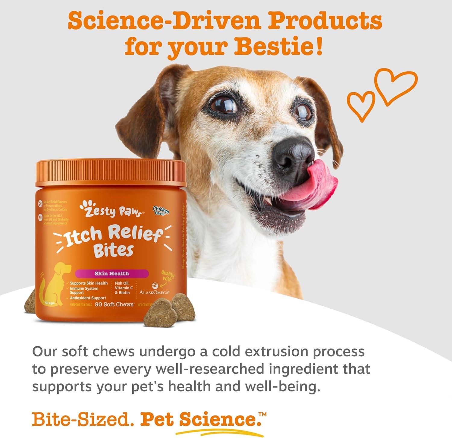 imageZesty Paws Itch Relief for Dogs  Chews for Itching Skin ampamp Coat  Omega3 Fish Oil with EPA ampamp DHA  Dog Allergy Relief Chews Supplement  Vitamin C ampamp E Antioxidant Support  Chicken Flavor  90 CountChicken