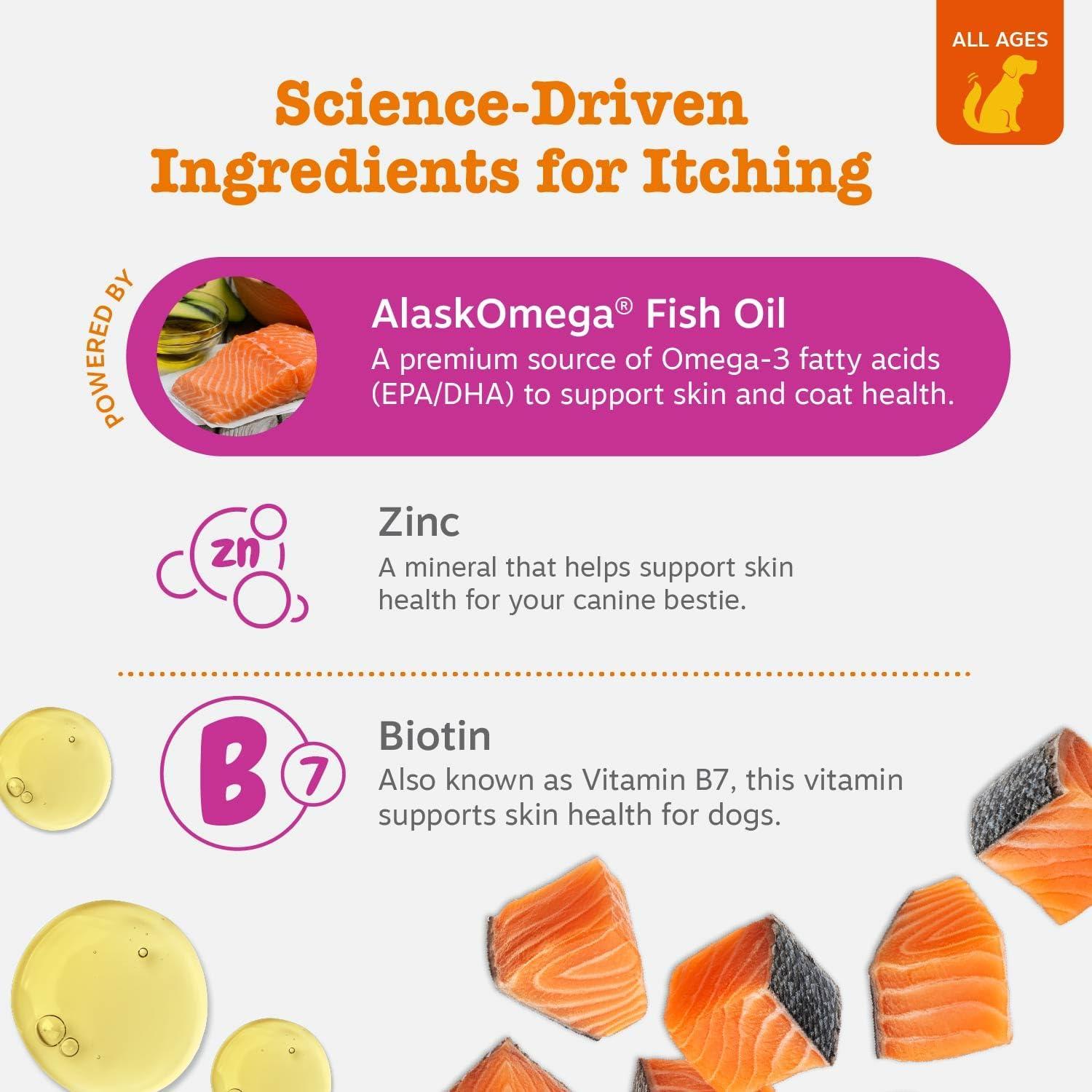imageZesty Paws Itch Relief for Dogs  Chews for Itching Skin ampamp Coat  Omega3 Fish Oil with EPA ampamp DHA  Dog Allergy Relief Chews Supplement  Vitamin C ampamp E Antioxidant Support  Chicken Flavor  90 CountChicken