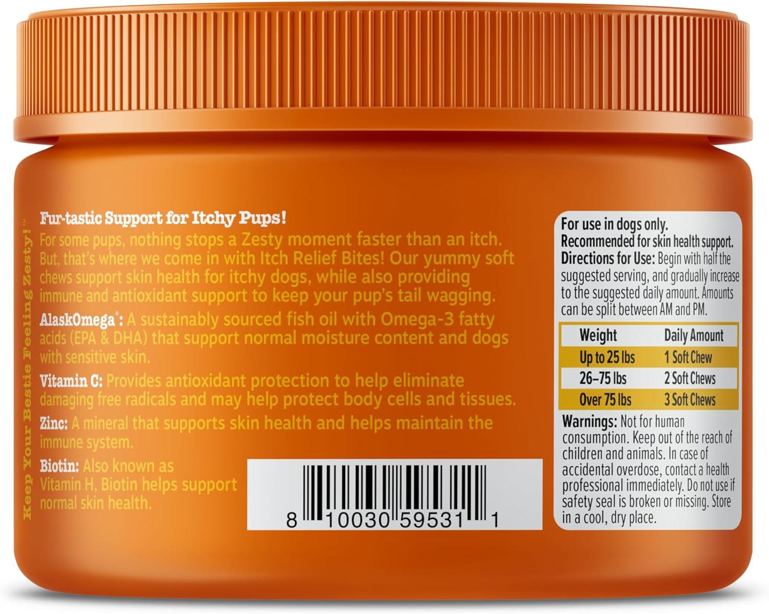 imageZesty Paws Itch Relief for Dogs  Chews for Itching Skin ampamp Coat  Omega3 Fish Oil with EPA ampamp DHA  Dog Allergy Relief Chews Supplement  Vitamin C ampamp E Antioxidant Support  Chicken Flavor  90 CountChicken