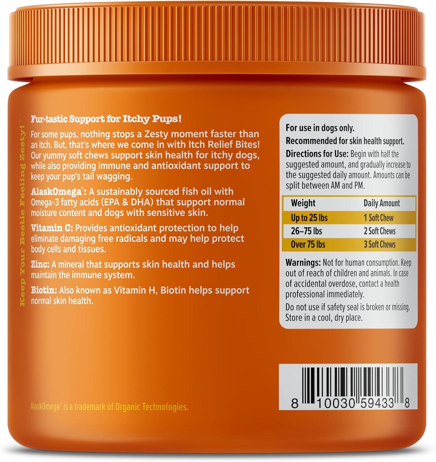 imageZesty Paws Itch Relief for Dogs  Chews for Itching Skin ampamp Coat  Omega3 Fish Oil with EPA ampamp DHA  Dog Allergy Relief Chews Supplement  Vitamin C ampamp E Antioxidant Support  Chicken Flavor  90 CountChicken