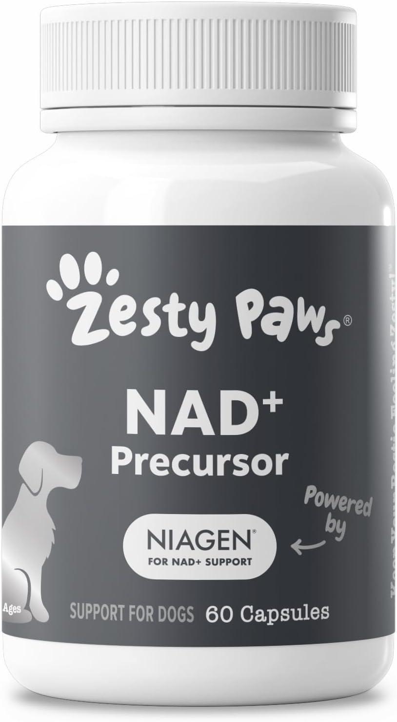 imageZesty Paws NAD Precursor Supplement for Dogs  Niagen for Healthy Aging ampamp Skeletal Muscle Support ampamp Recovery  Brain Heart ampamp Cellular Energy Support  Nicotinamide Riboside Chloride  30 SachetsCapsules