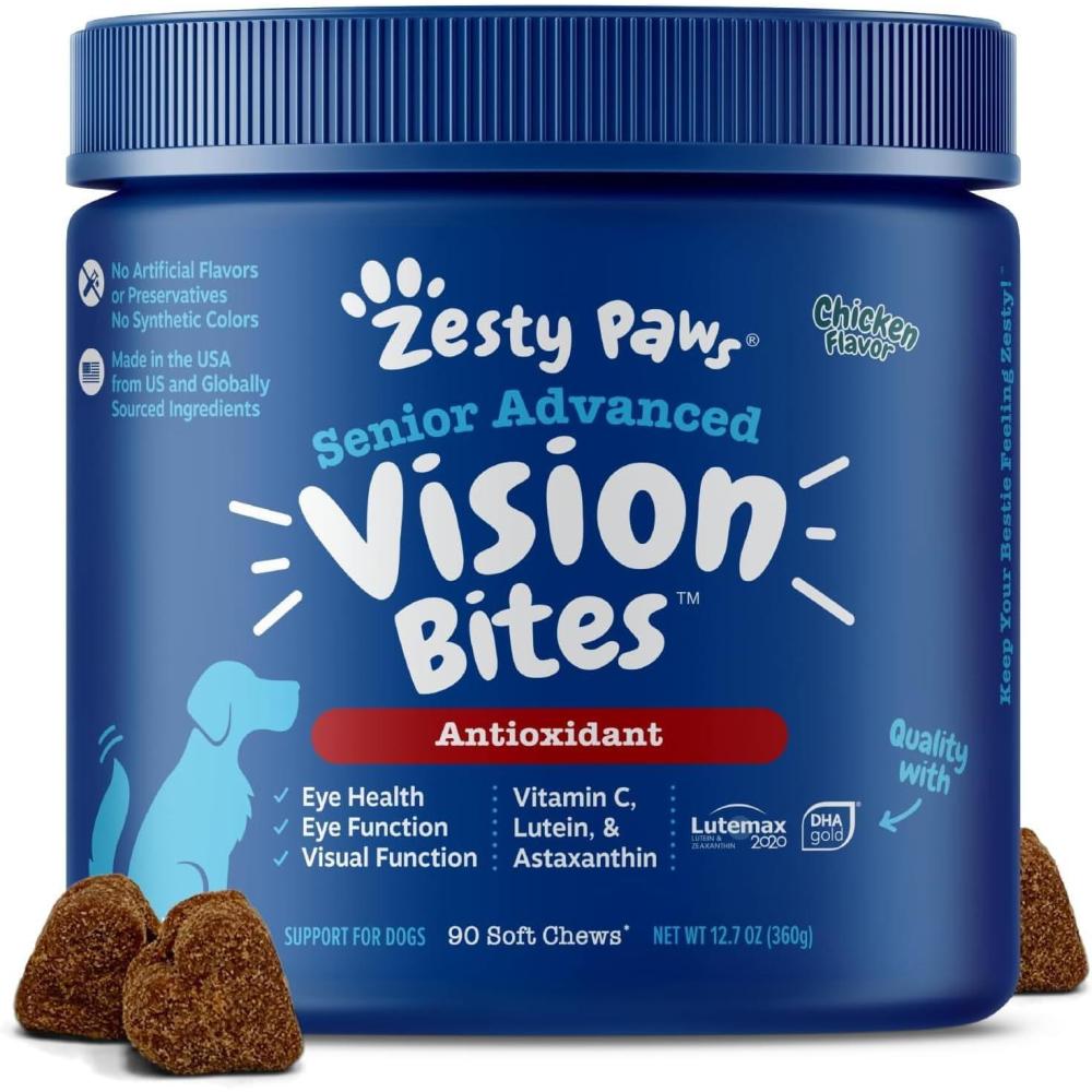 imageZesty Paws Eye Supplement for Dogs  Vision Support with Antioxidants ampamp Omega 3 Fatty Acids  90 Chews90 Count
