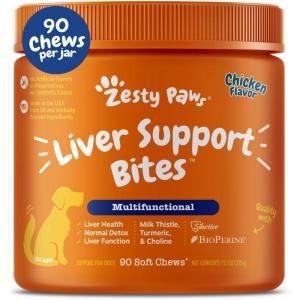 imageZesty Paws Liver Support Supplement for Dogs  with Milk Thistle Extract Turmeric Curcumin Choline  Soft Chew Formula  for Dog Liver FunctionChicken