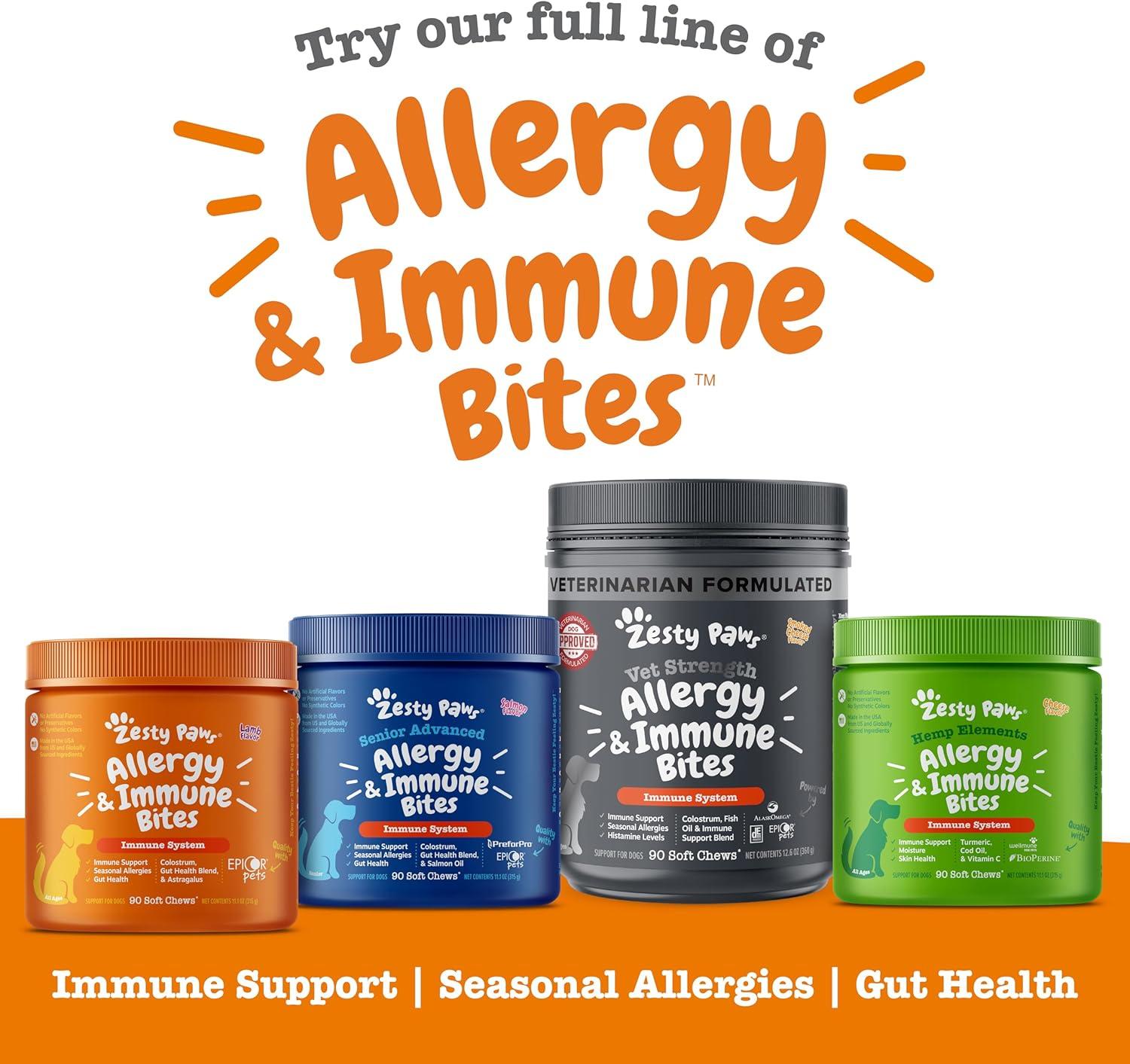 imageZesty Paws Dog Allergy Relief  Anti Itch Supplement  Omega 3 Probiotics for Dogs  Digestive Health  Soft Chews for Skin ampamp Seasonal Allergies  with Epicor Pets  Puppy  Lamb  90 CountLamb  Puppy